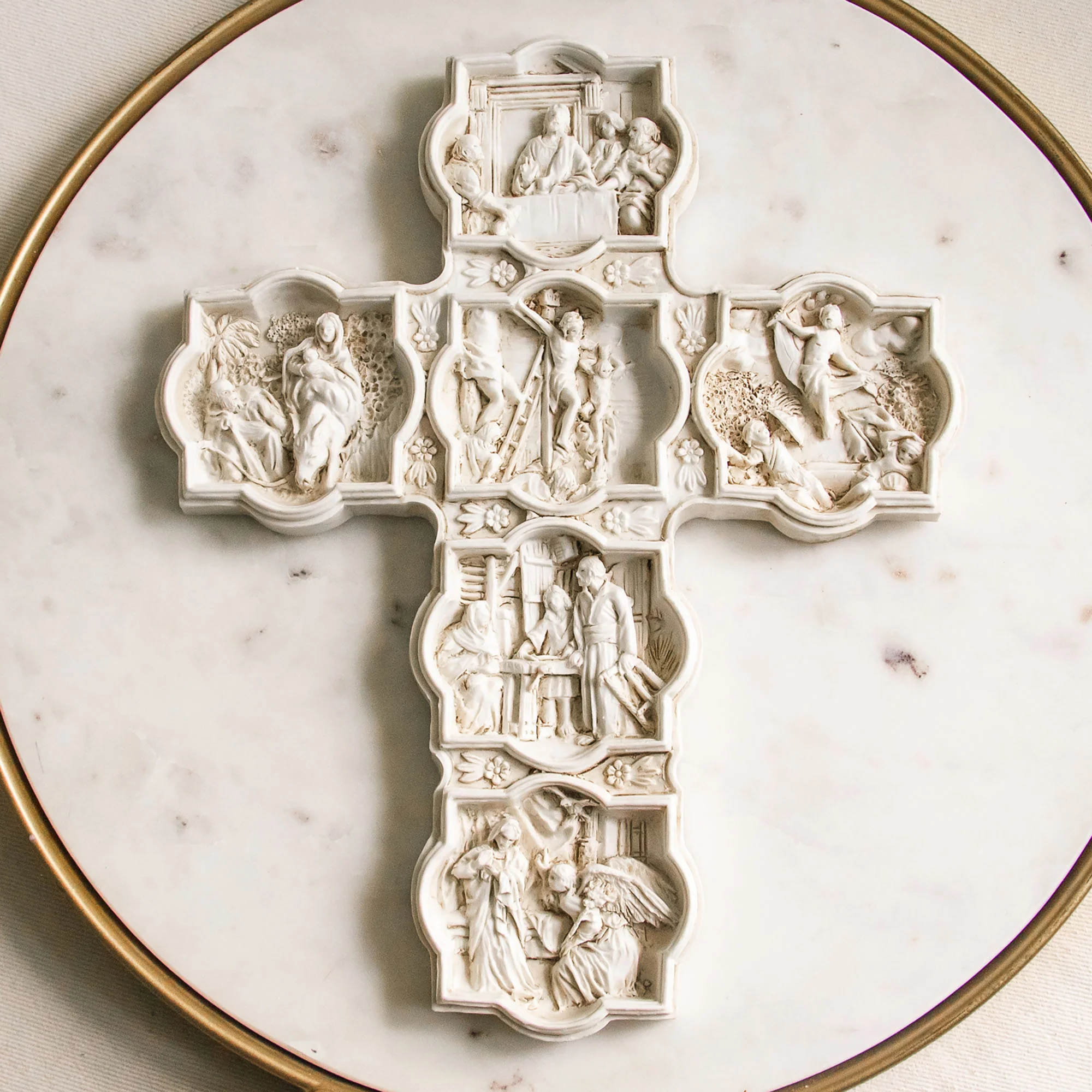 Bronze or Ivory Finish Life of Christ Wall Cross - 11" - Image 3