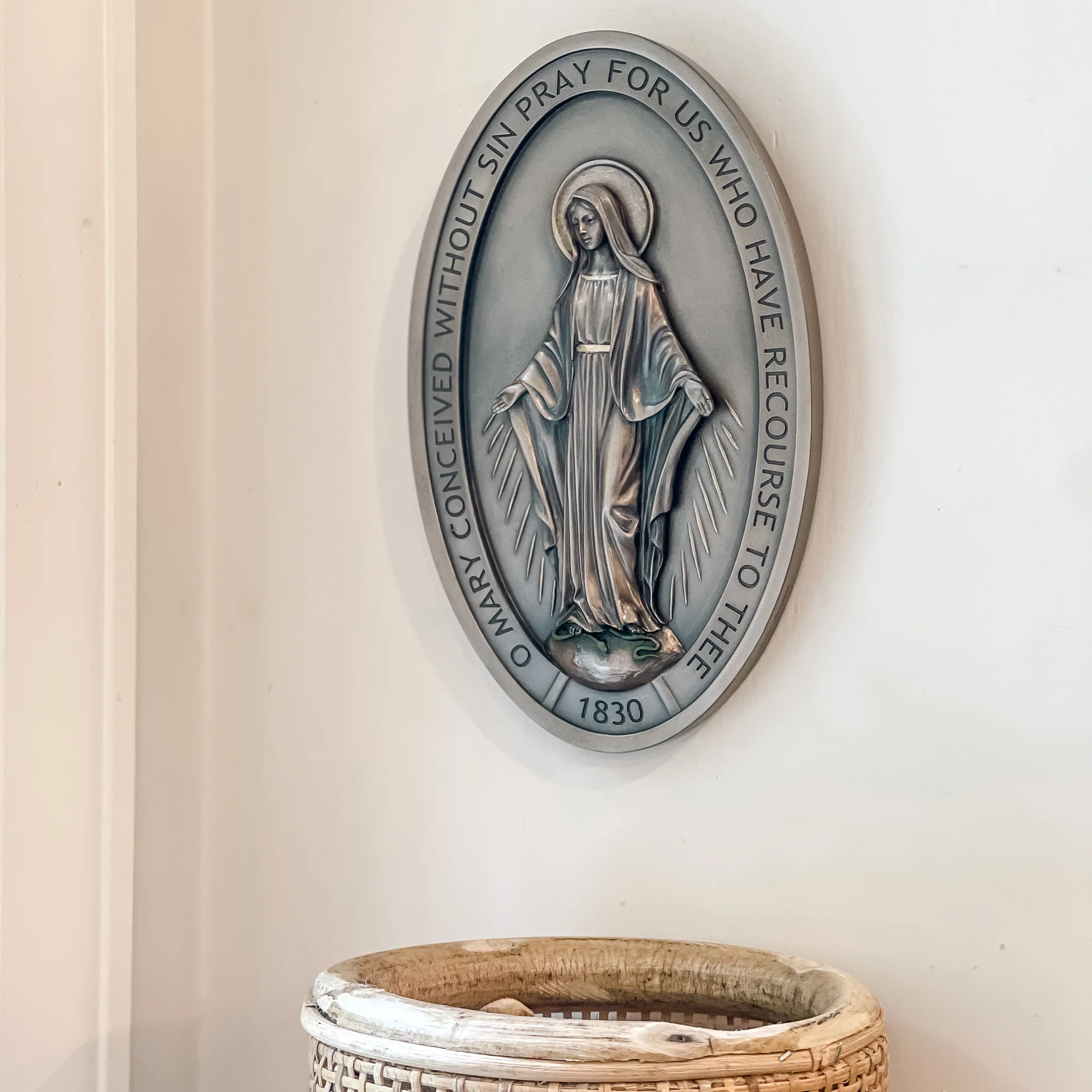 Bronze Style Miraculous Medal Wall Plaque - 8"