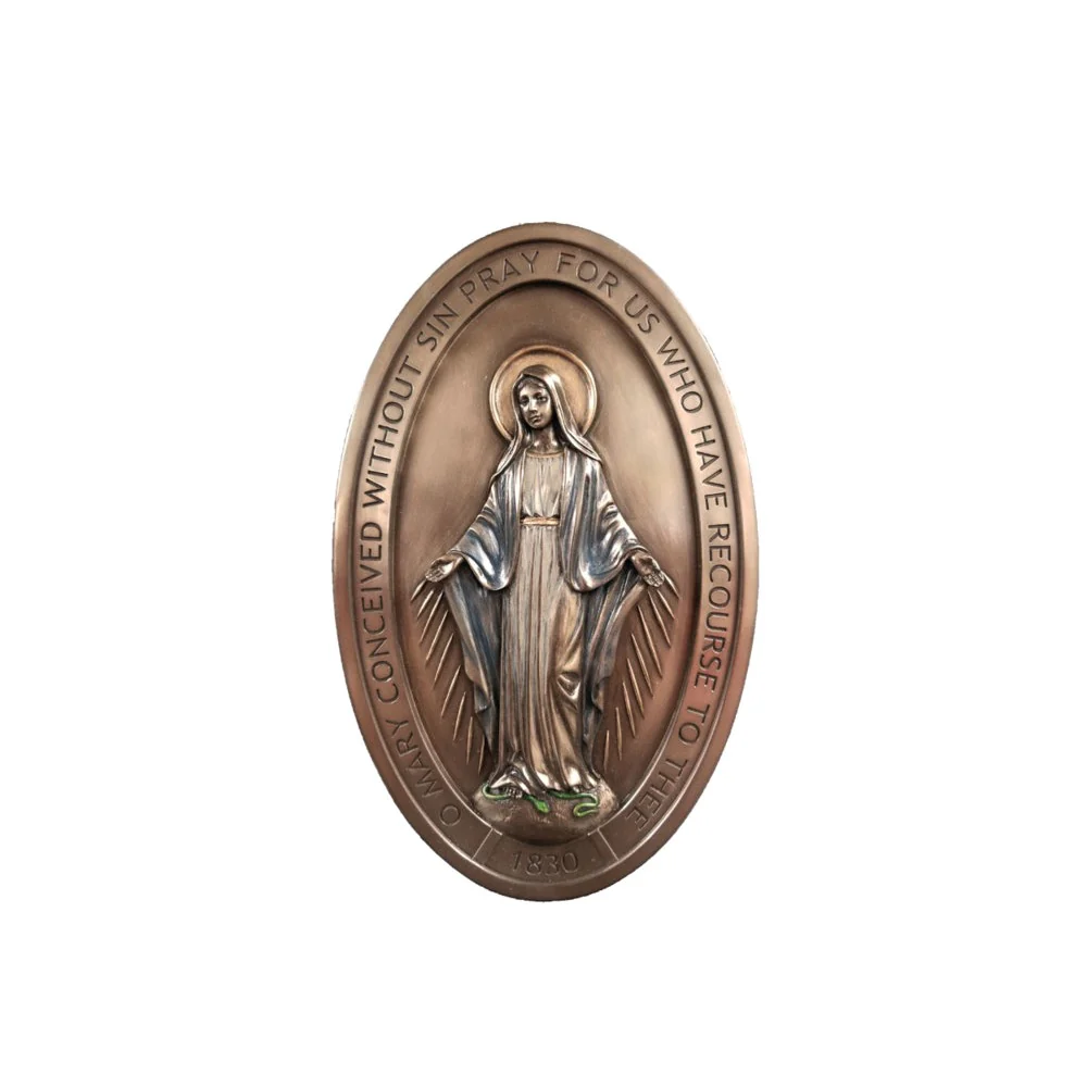 Bronze Style Miraculous Medal Wall Plaque - 8" - Image 2