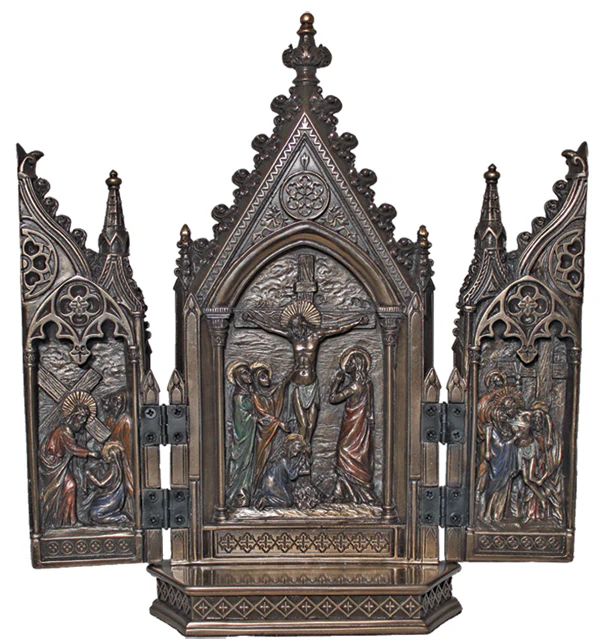 Bronzed Passion of Christ Triptych - 8" - Image 2