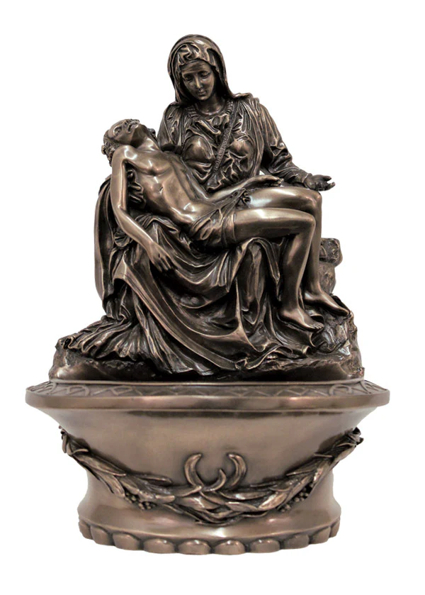Bronzed Standing or Hanging Pieta Holy Water Font - 8" - Image 2