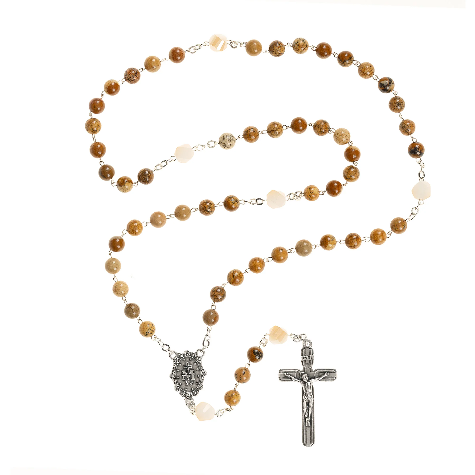Brown Paesina Miraculous Medal Rosary - Image 2