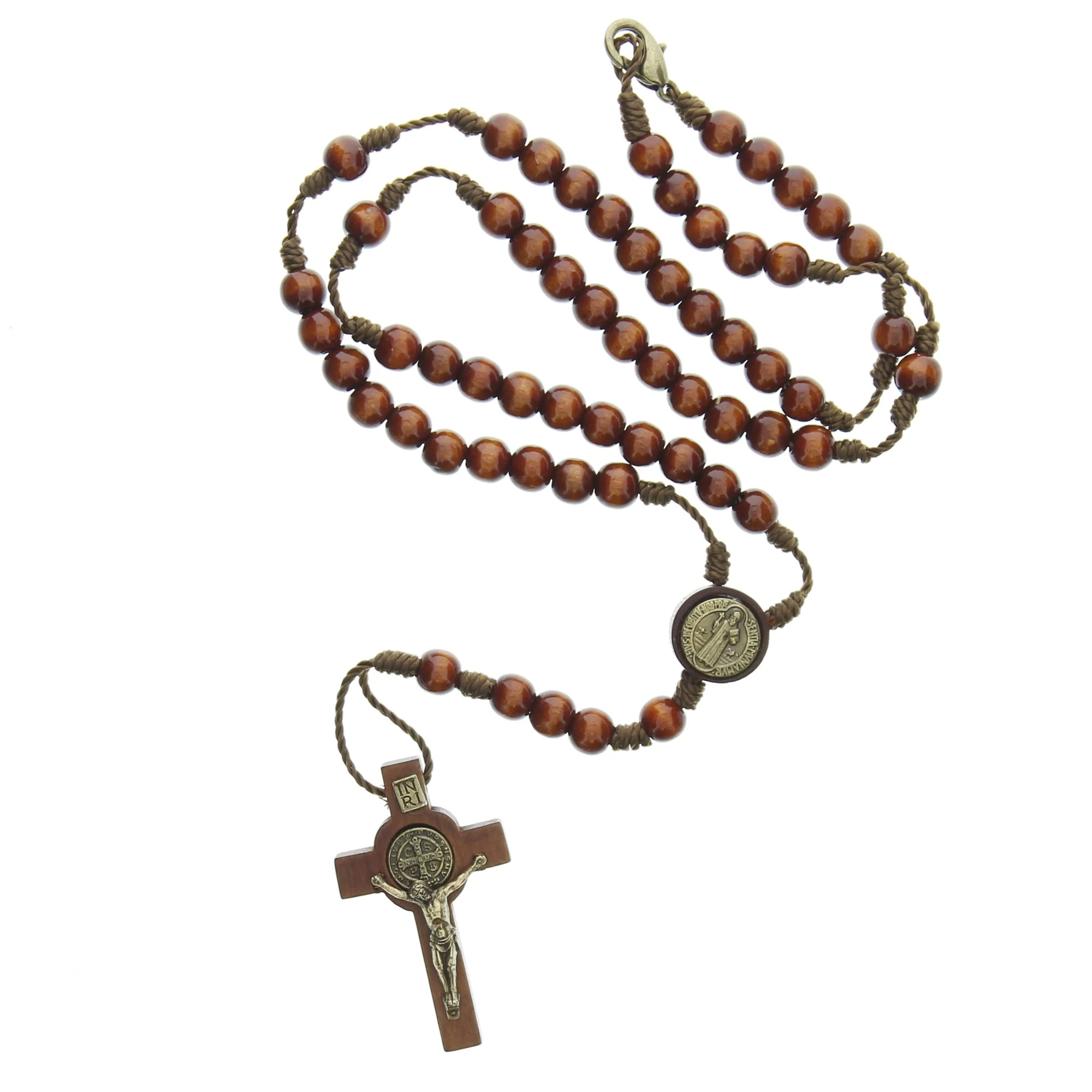 Brown Wood St. Benedict Rosary with Clasp - Image 2