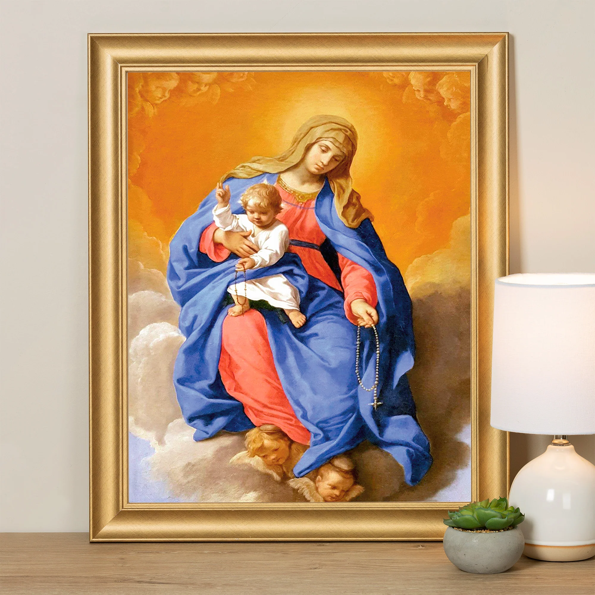 Cantarini Madonna of the Rosary Gold Framed Print - Multiple Sizes