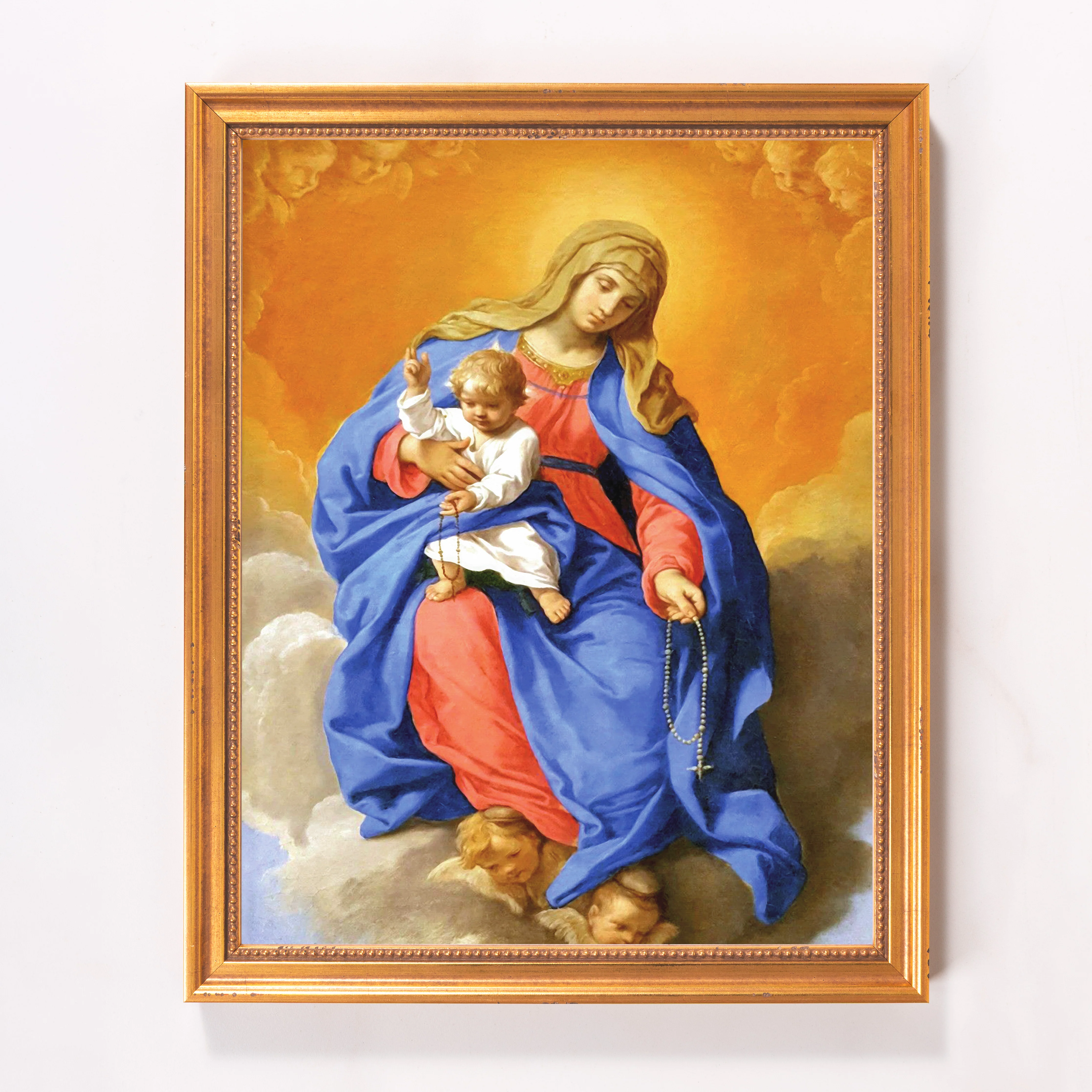 Cantarini's Our Lady of the Rosary Framed Canvas - Sacred Classics Collection - Image 5