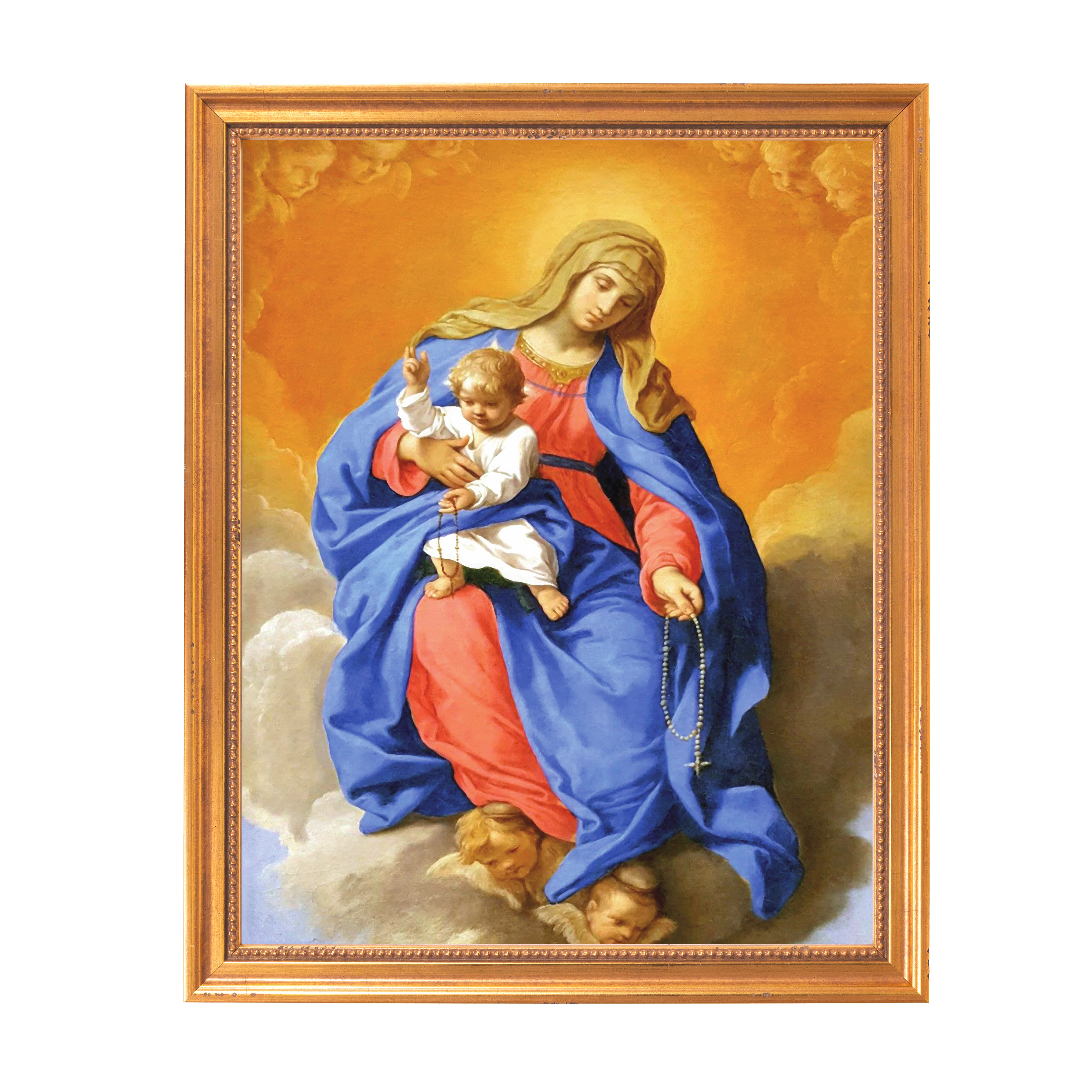 Cantarini's Our Lady of the Rosary Framed Canvas - Sacred Classics Collection - Image 6