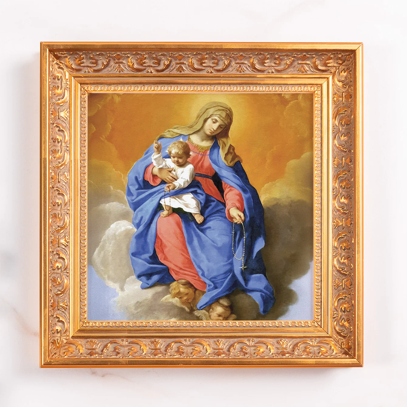 Cantarini's Our Lady of the Rosary Framed Canvas - Sacred Mini Collection - Image 2