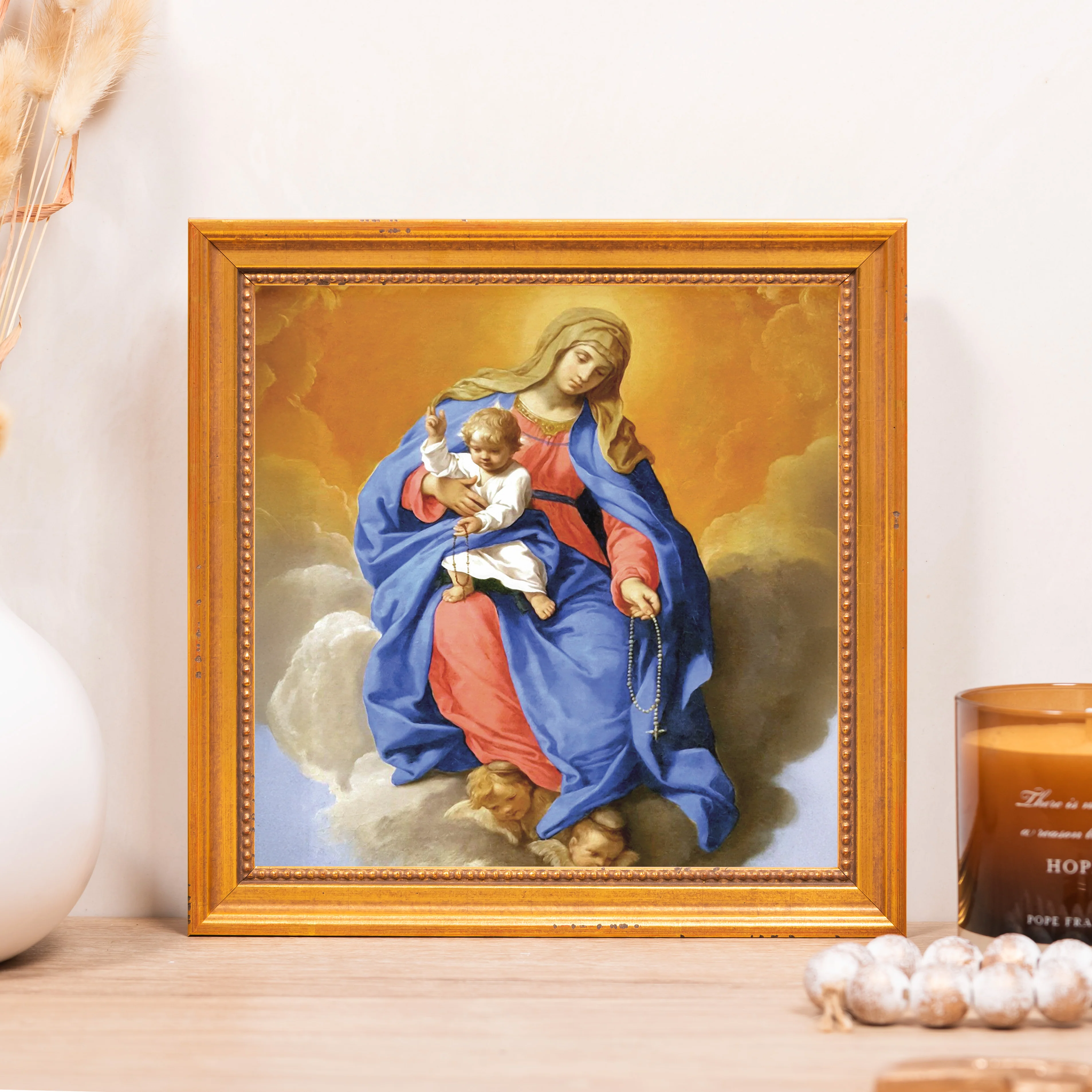 Cantarini's Our Lady of the Rosary Framed Canvas - Sacred Mini Collection - Image 5