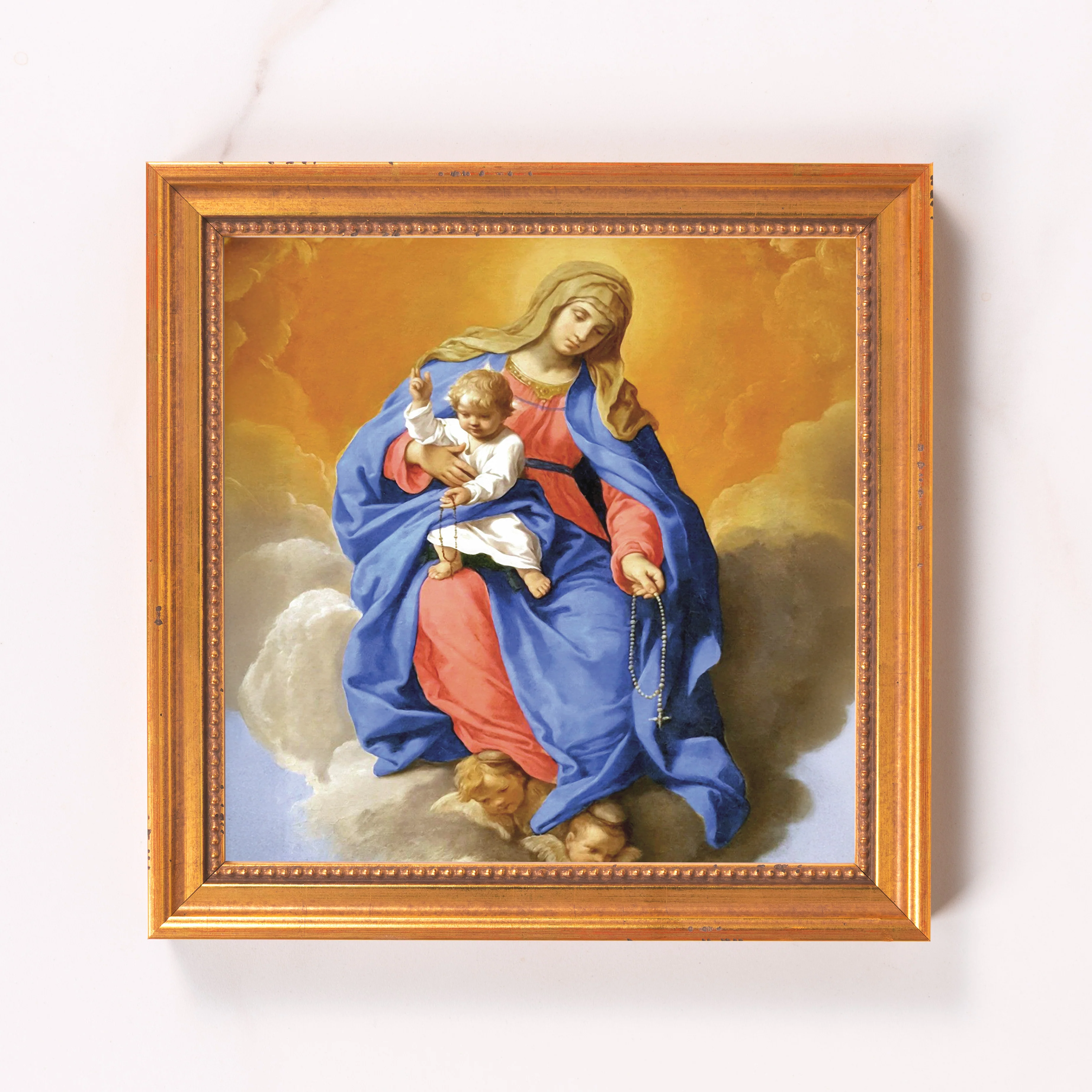 Cantarini's Our Lady of the Rosary Framed Canvas - Sacred Mini Collection - Image 6