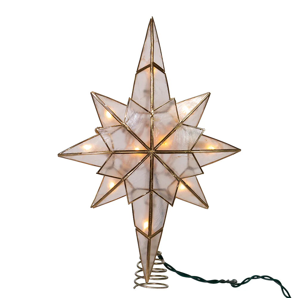 Capiz Star of Bethlehem Multifaceted Tree Topper - 11"