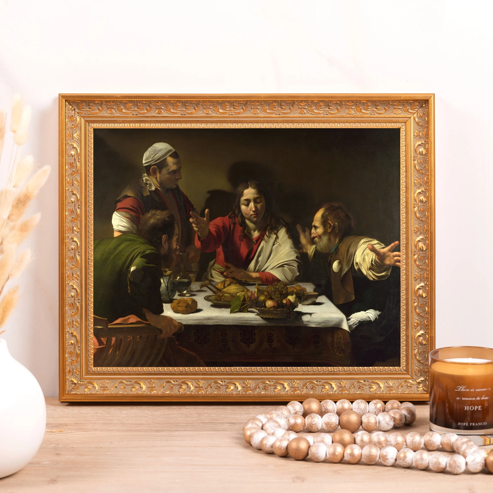 Caravaggio's Supper at Emmaus Framed Canvas - Sacred Classics Collection