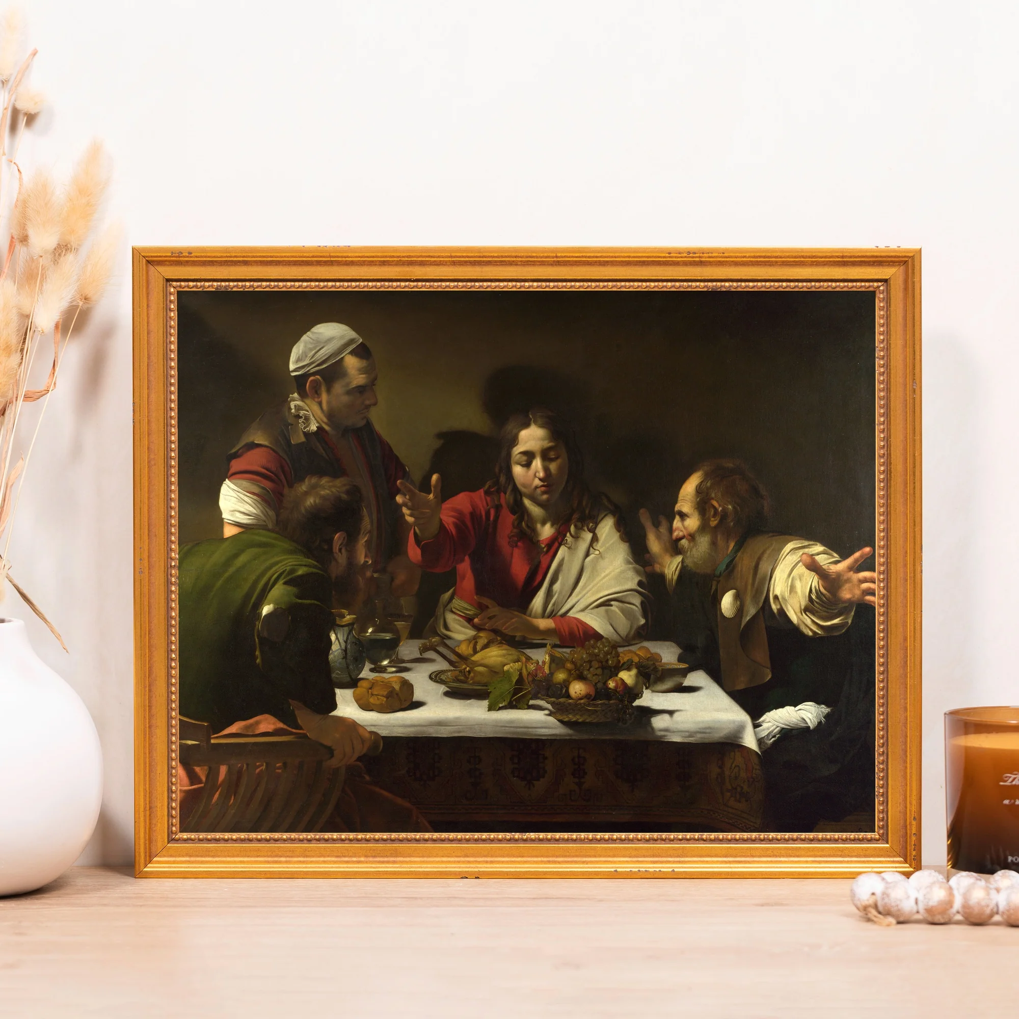 Caravaggio's Supper at Emmaus Framed Canvas - Sacred Classics Collection - Image 5