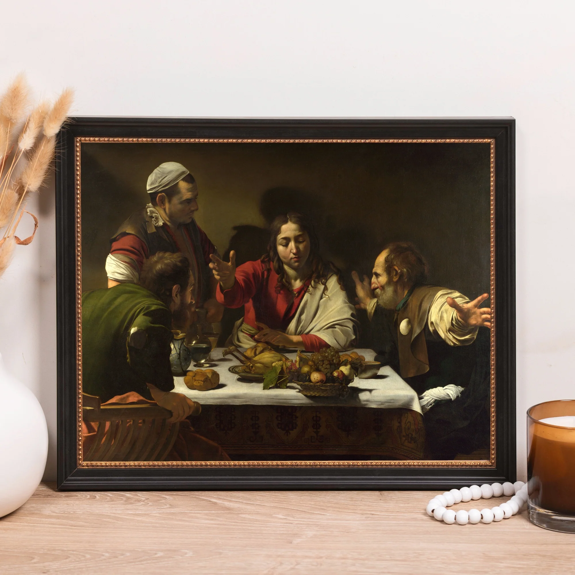 Caravaggio's Supper at Emmaus Framed Canvas - Sacred Classics Collection - Image 8