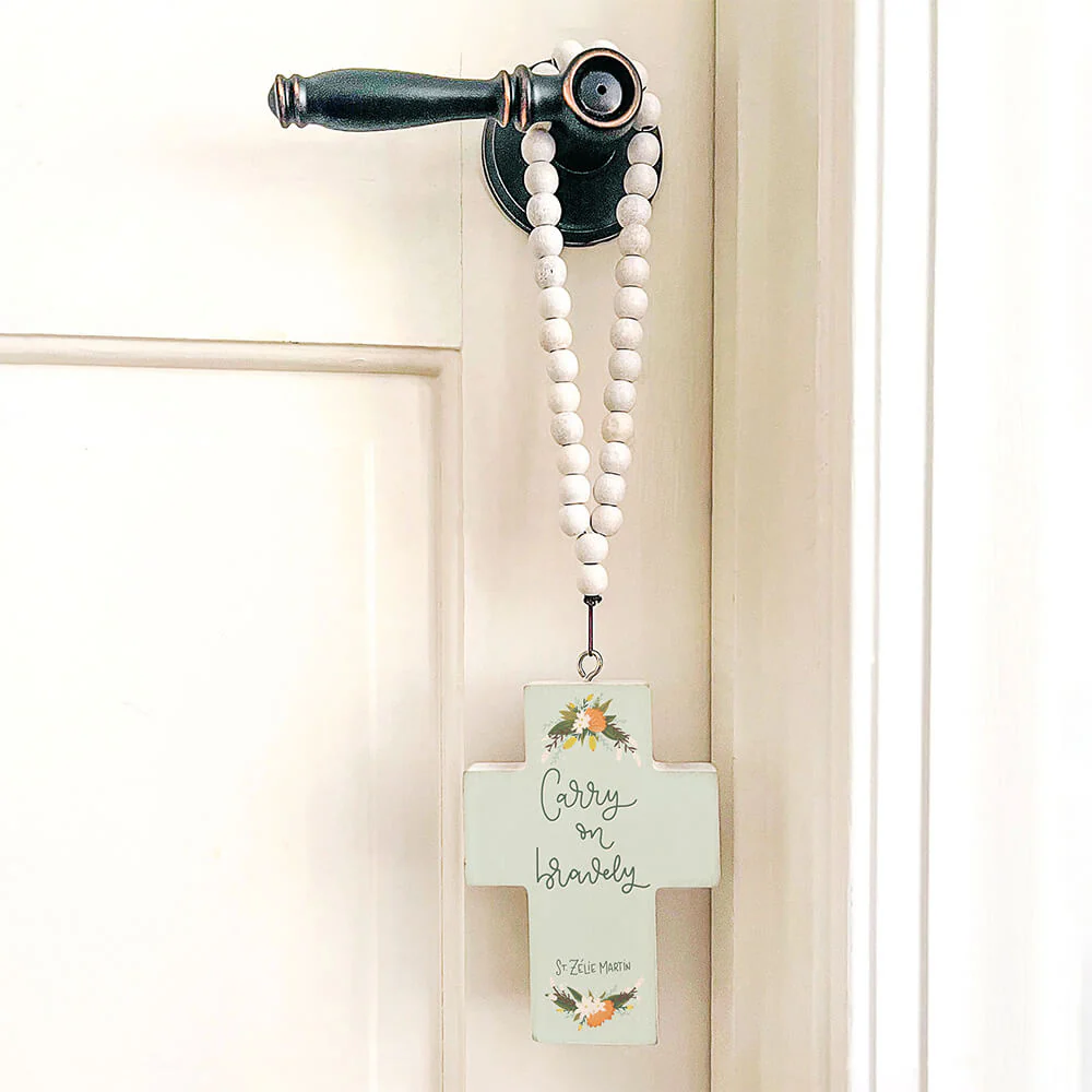 Carry On Bravely St. Zélie Martin Hanging Cross - Image 2