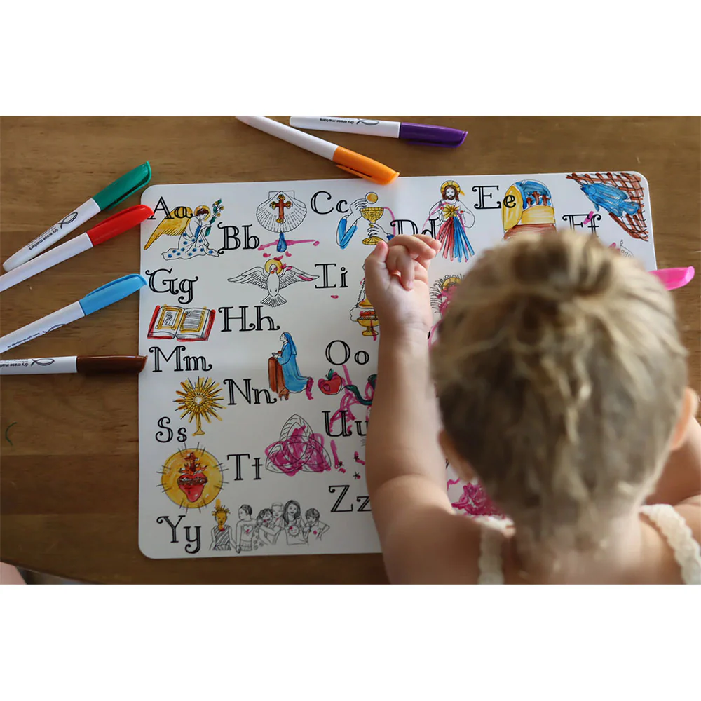 Catholic ABC Reusable Coloring Placemat - Image 3