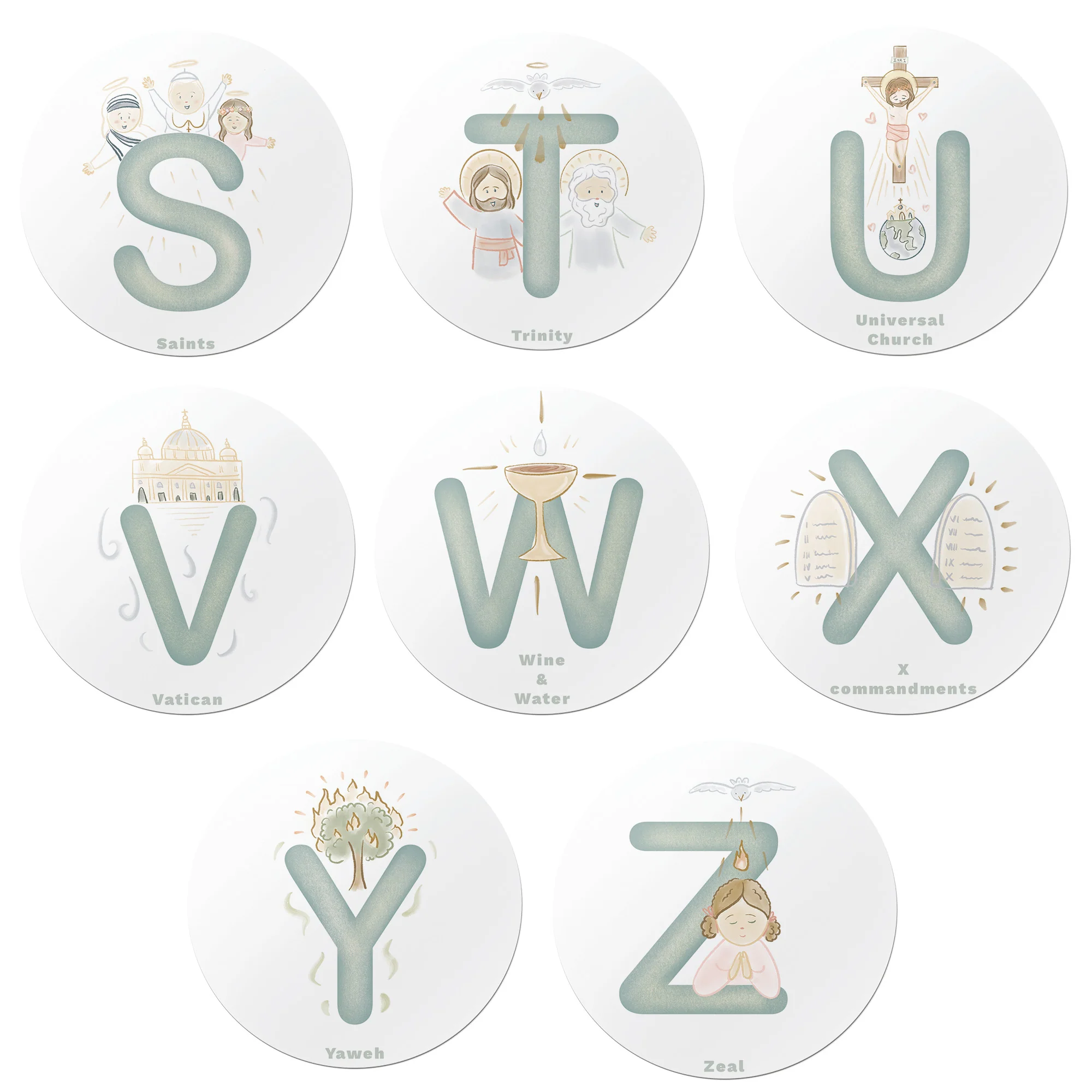 Catholic Alphabet Magnets - Set of 26 - Image 5