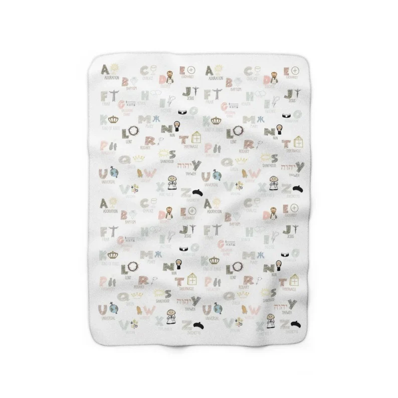 Catholic Alphabet Sherpa Baby Blanket - Image 2