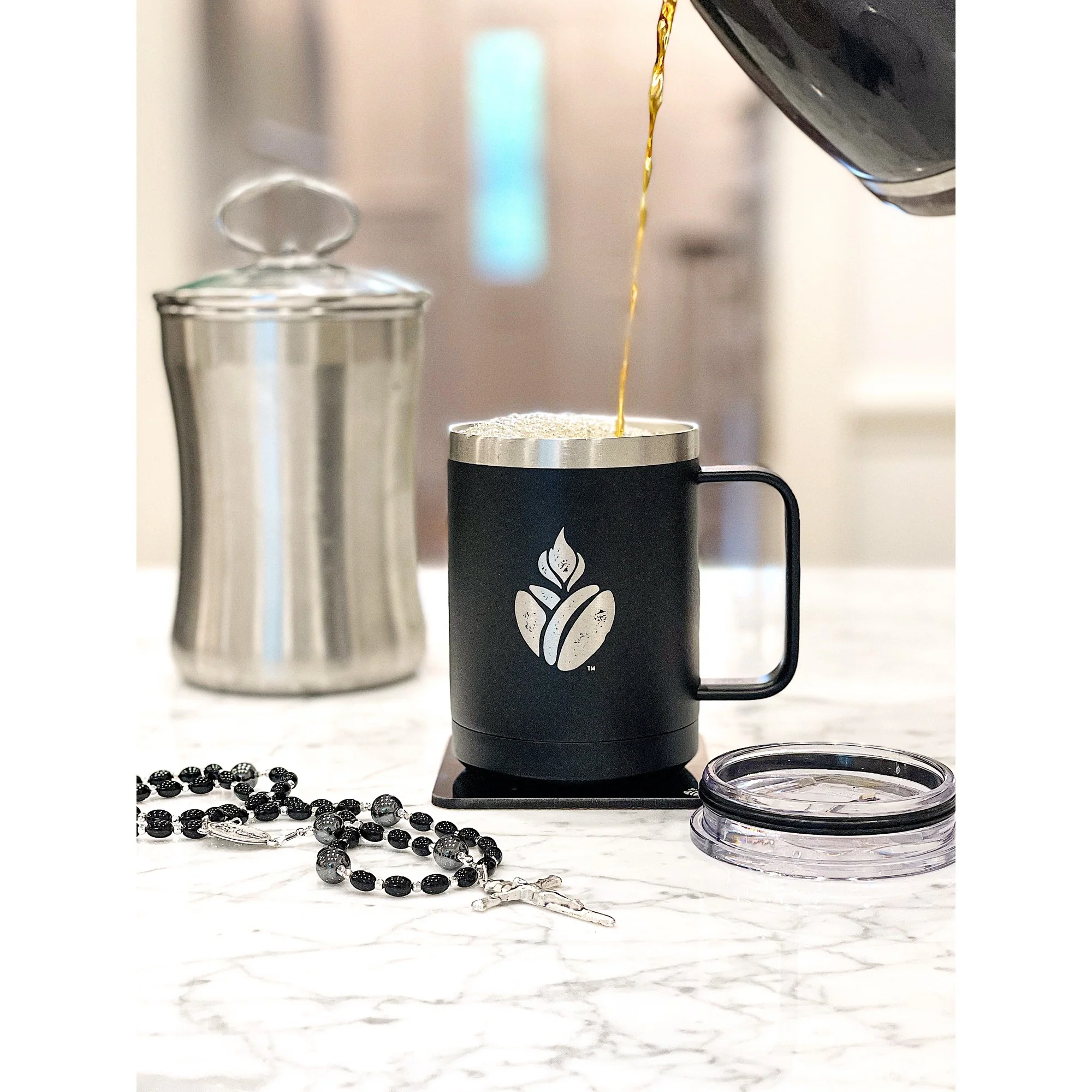 Catholic Coffee Black Travel Mug - Image 2