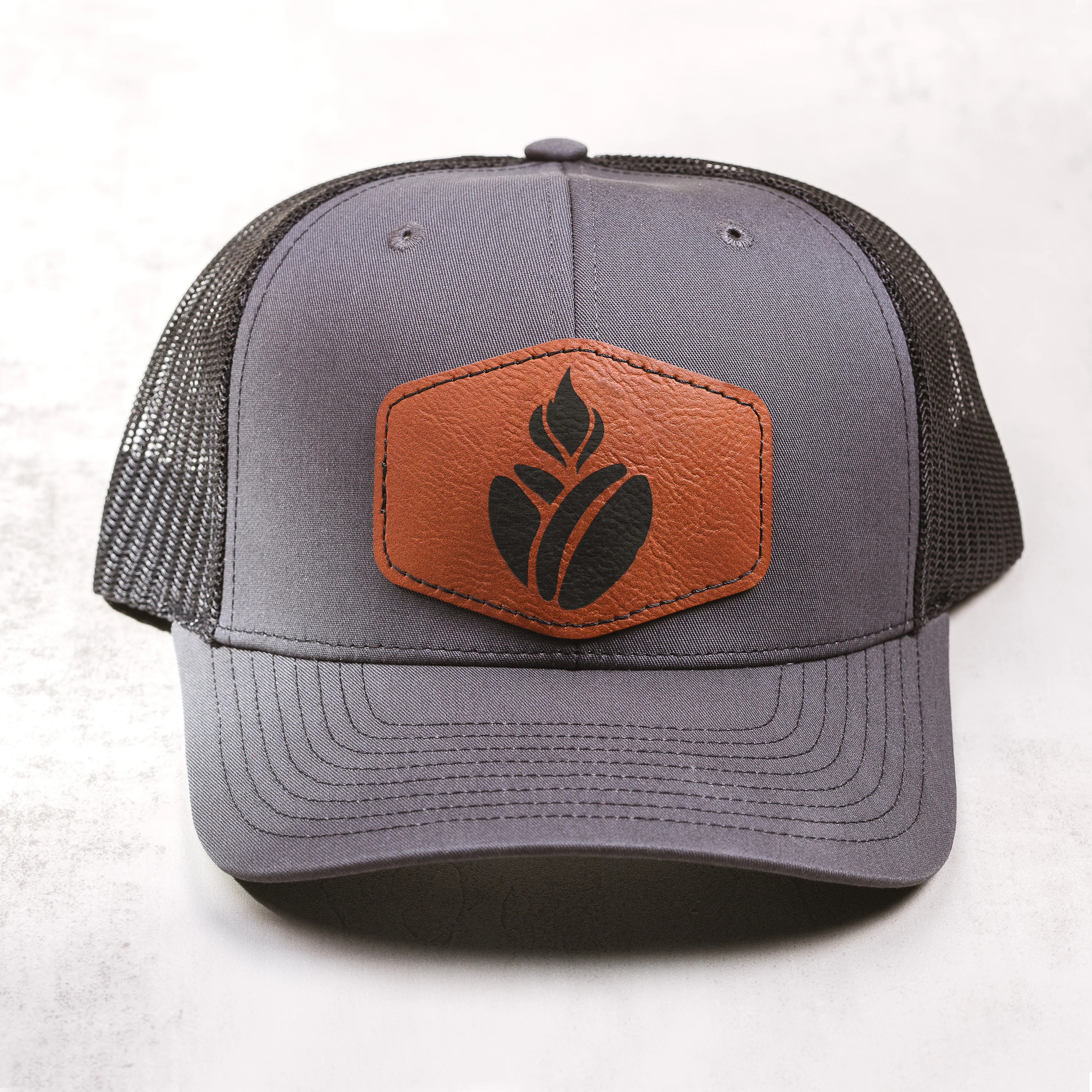 Catholic Coffee Logo Leather Patch Ball Cap - Image 2