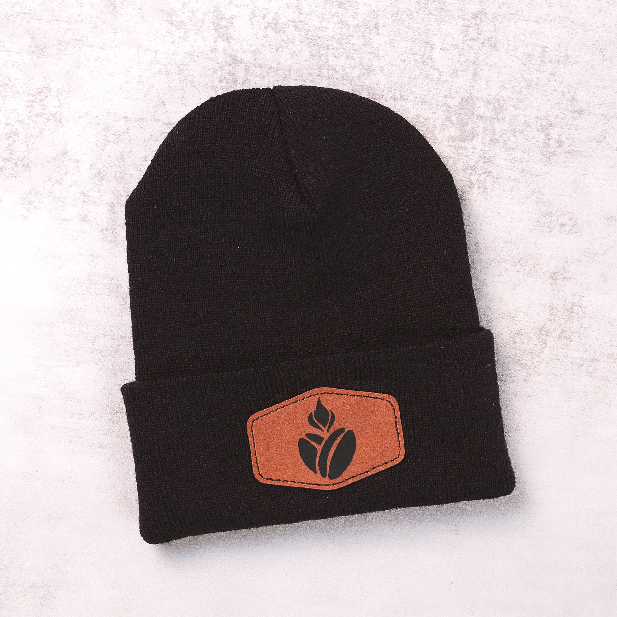 Catholic Coffee Logo Leather Patch Beanie - Image 2