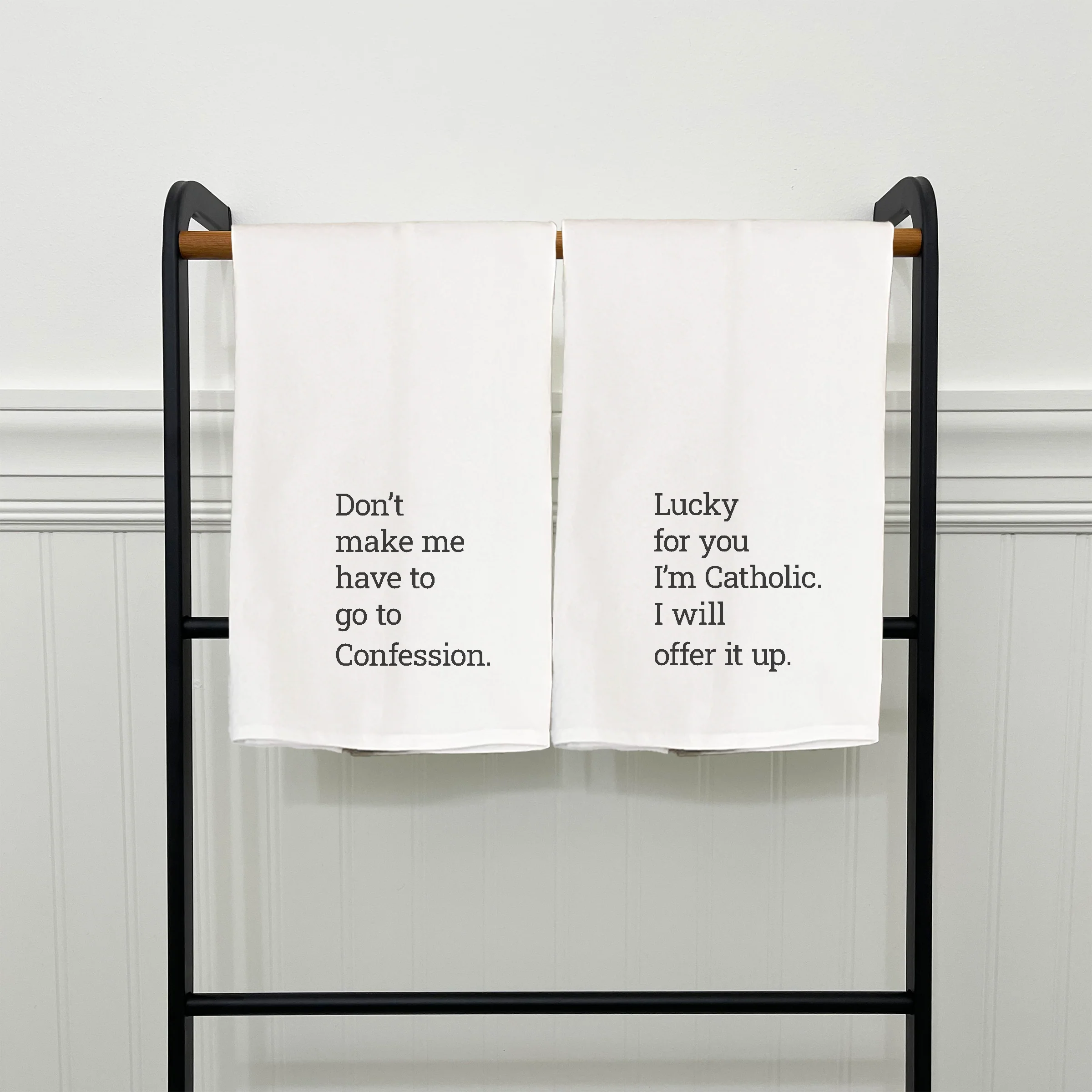 Catholic Humor Dish Towels - Set of 2