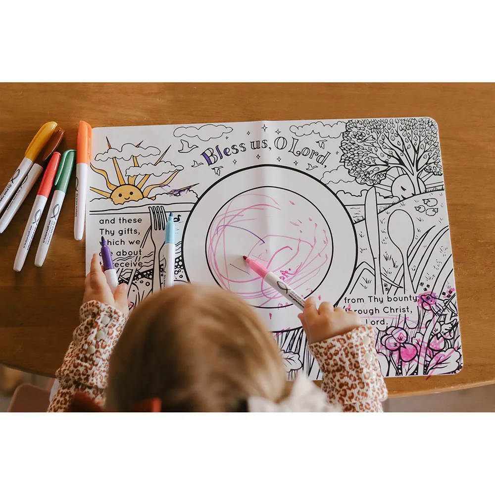 Catholic Meal Blessing Reusable Coloring Placemat - Image 2