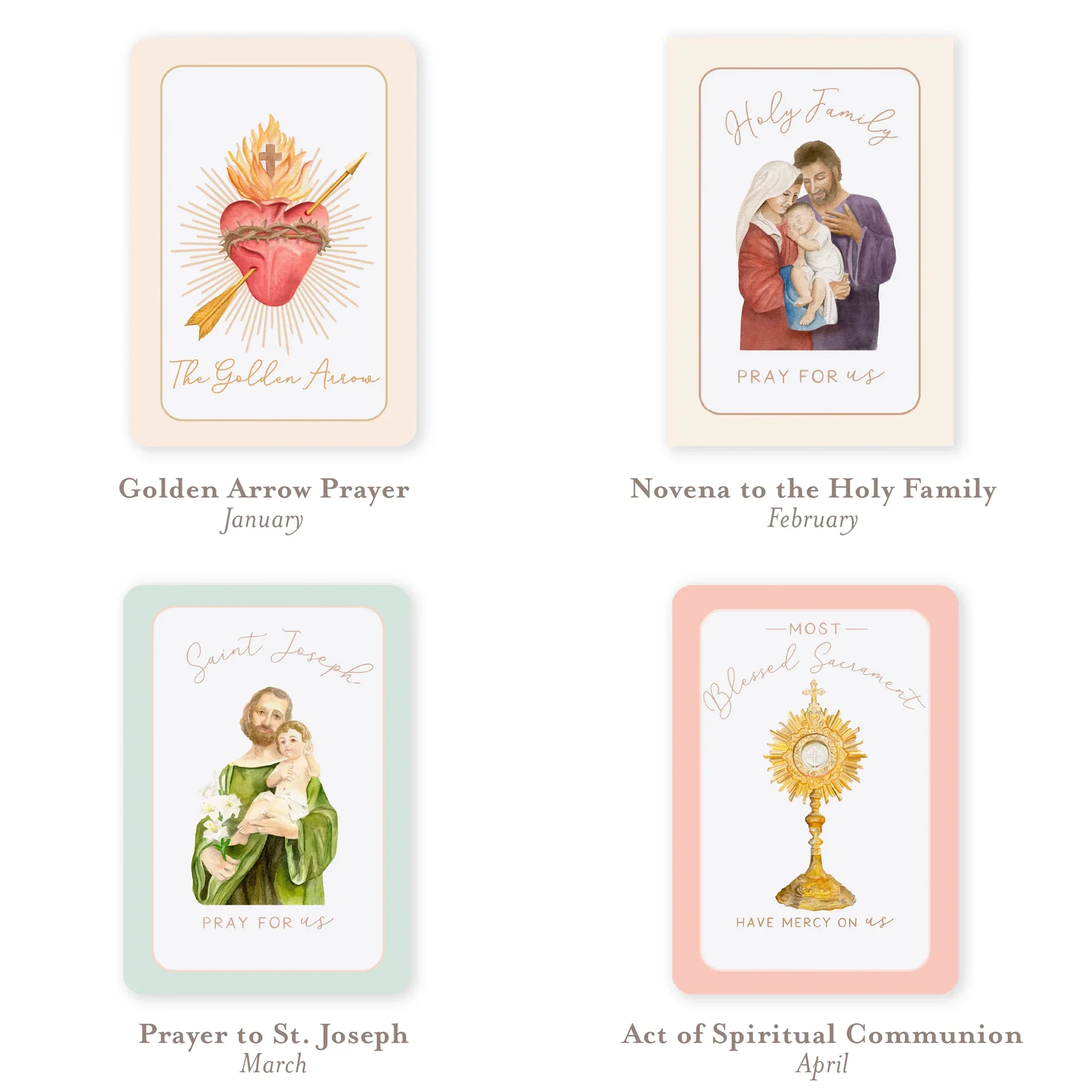 Catholic Monthly Devotions Prayer Card Bundle (12 Cards) - Image 2