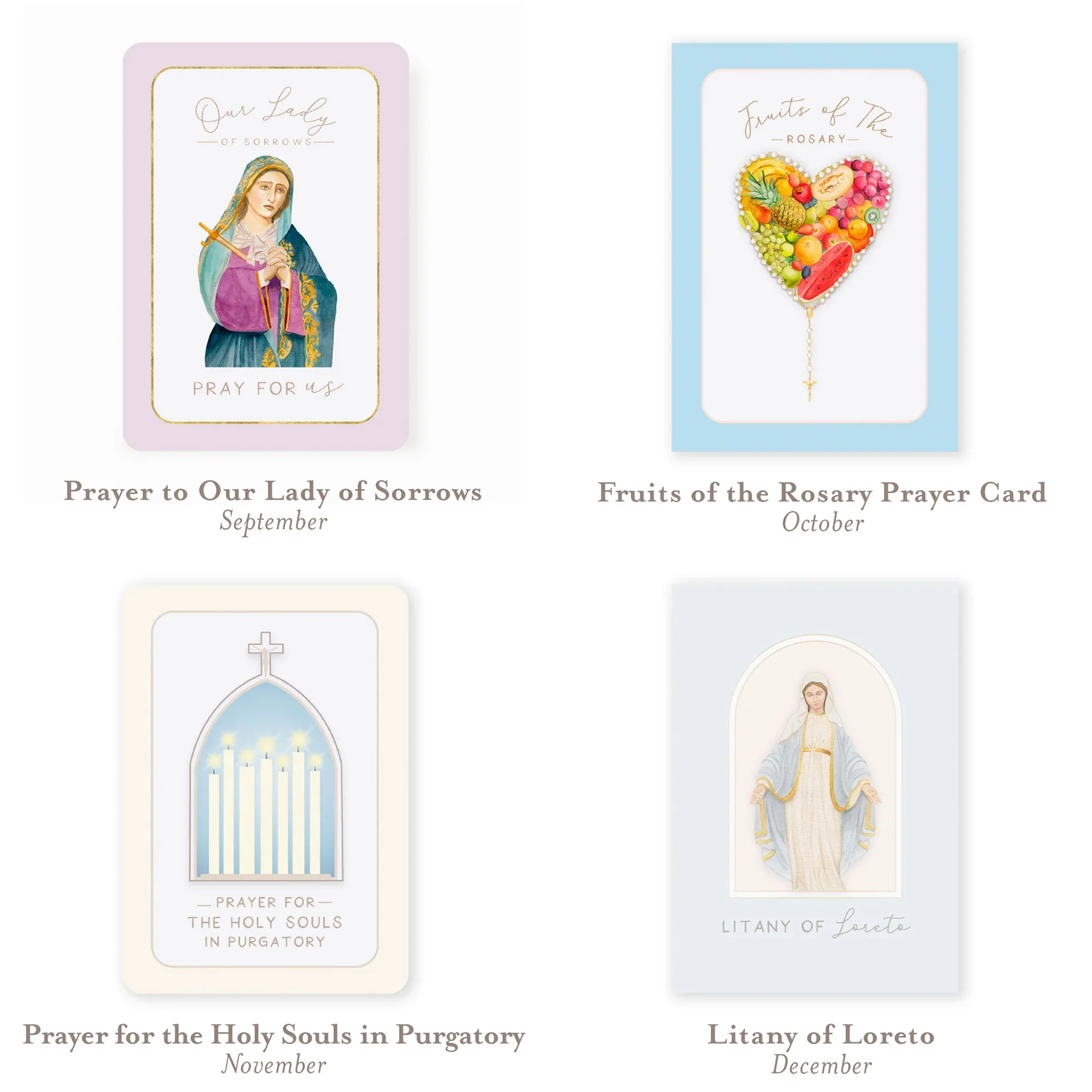 Catholic Monthly Devotions Prayer Card Bundle (12 Cards) - Image 4