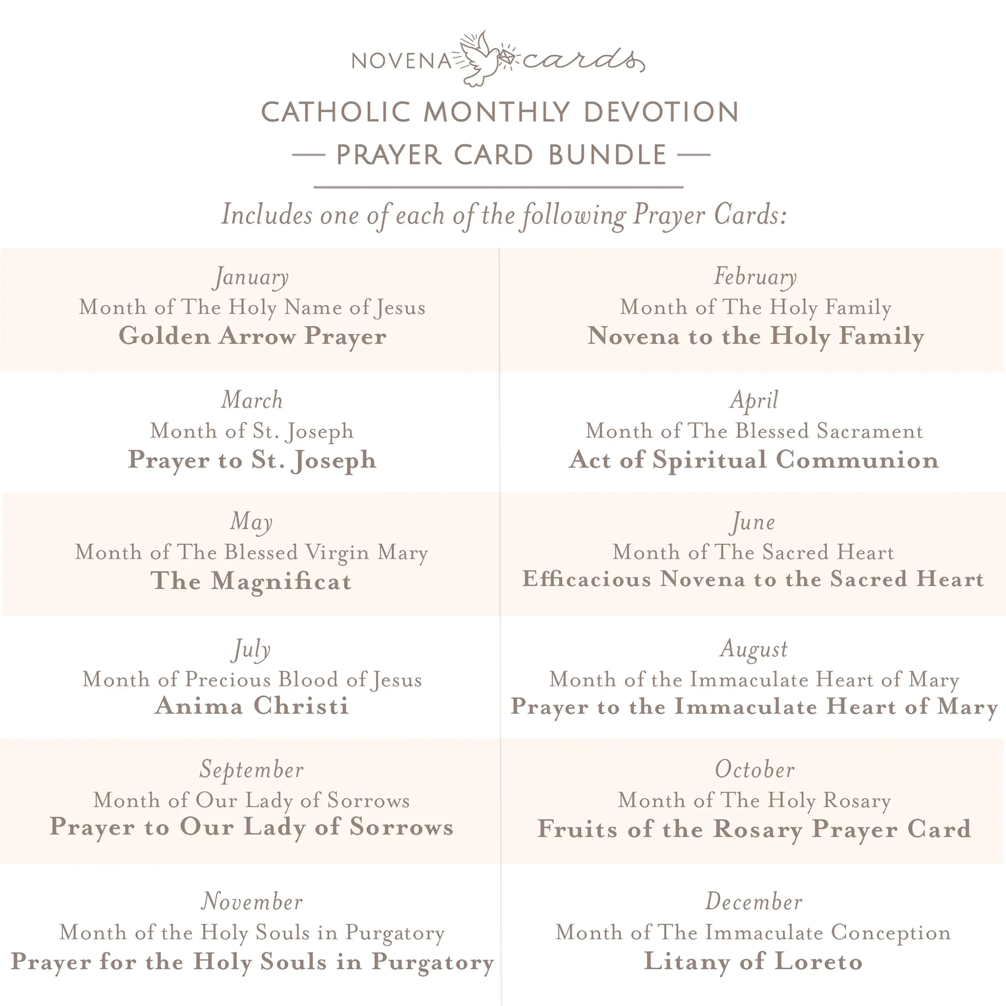 Catholic Monthly Devotions Prayer Card Bundle (12 Cards) - Image 5