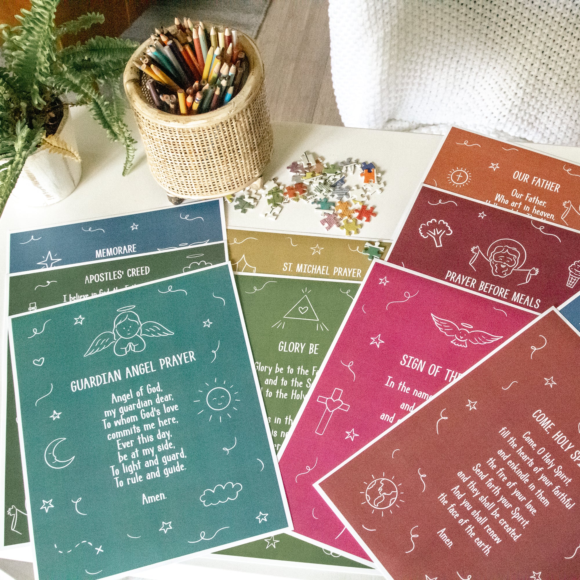 Catholic Prayer Posters Set of 12