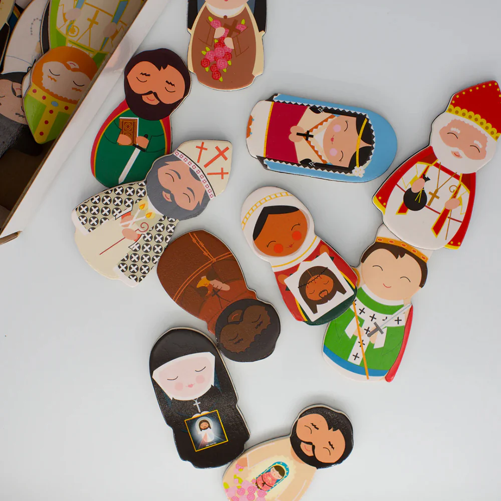Catholic Saints Wooden Magnet Set - Set 1 or Set 2 - Image 3