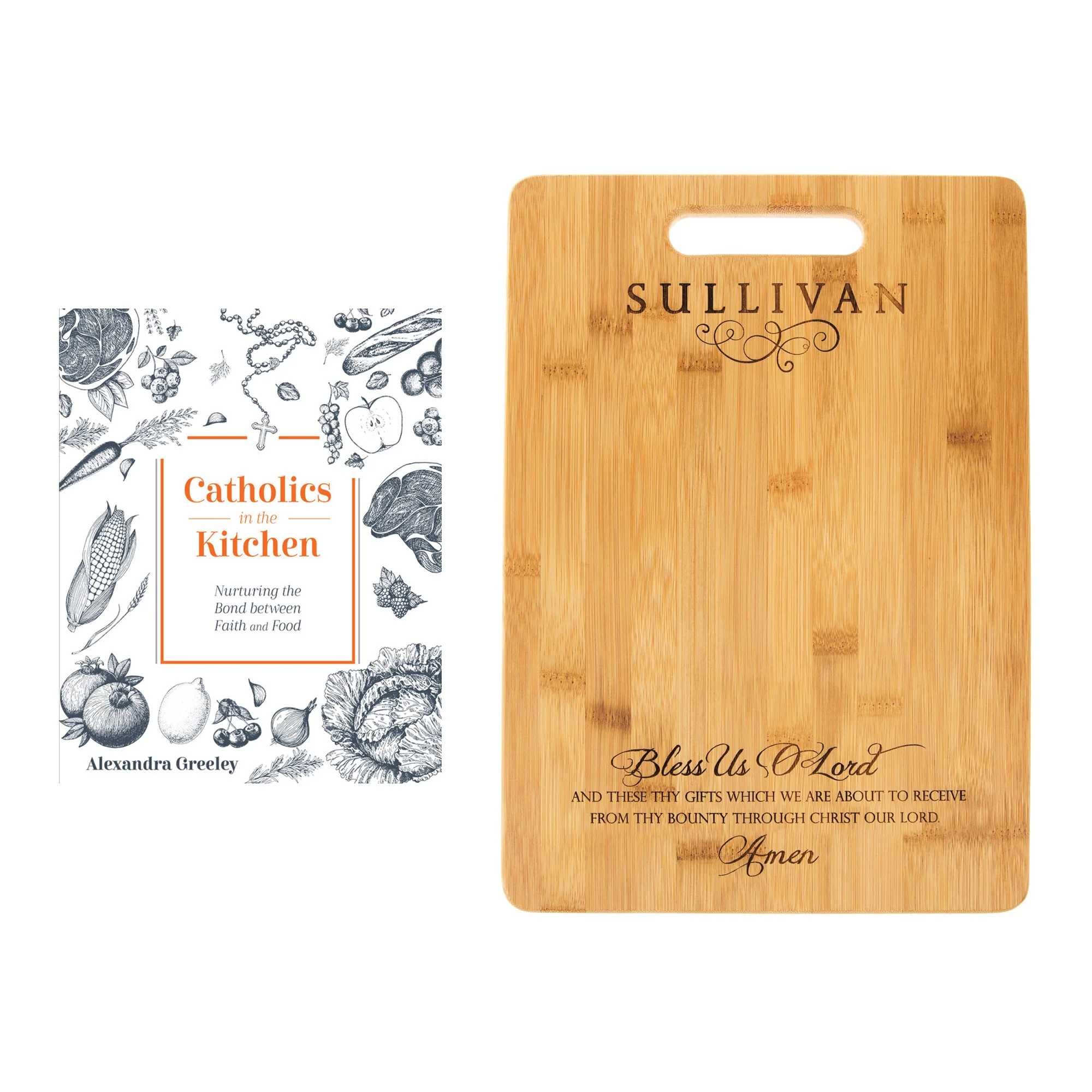 Catholics in the Kitchen: Nurturing the Bond between Faith and Food & Bless Us O Lord Cutting Board (2 Gift Set) - Image 2