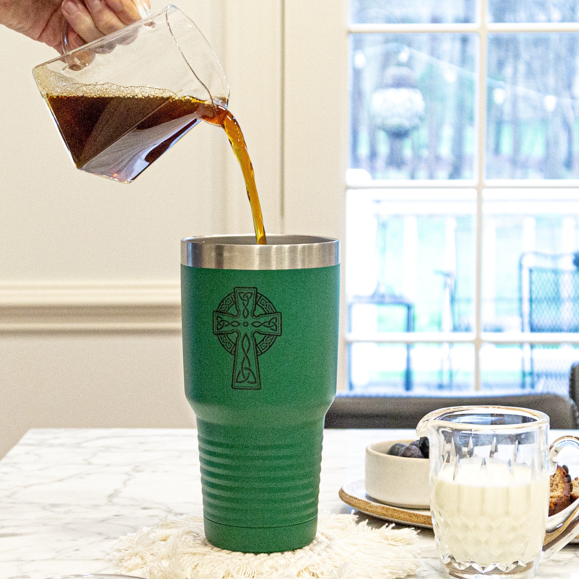 Celtic Cross Large Green Insulated 30oz Tumbler - Image 4