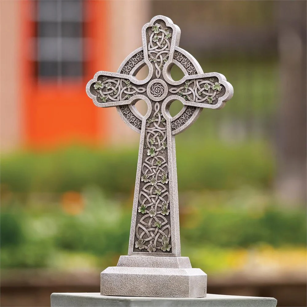 Celtic Garden Cross with Shamrocks - 20.5"