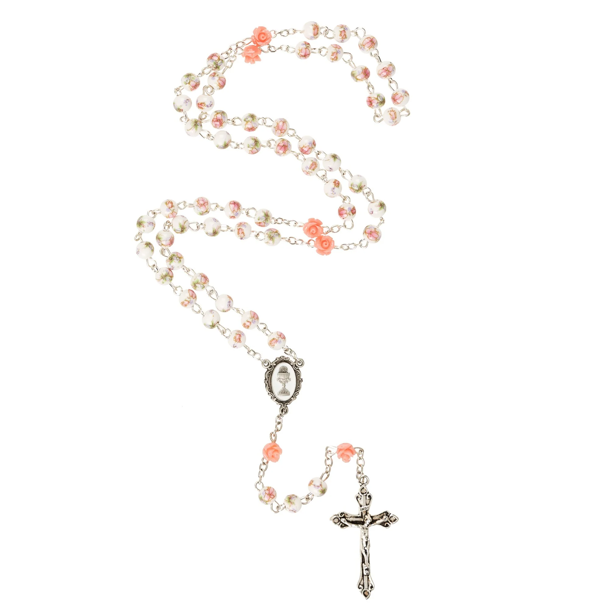Ceramic Rose First Communion Rosary - Image 2
