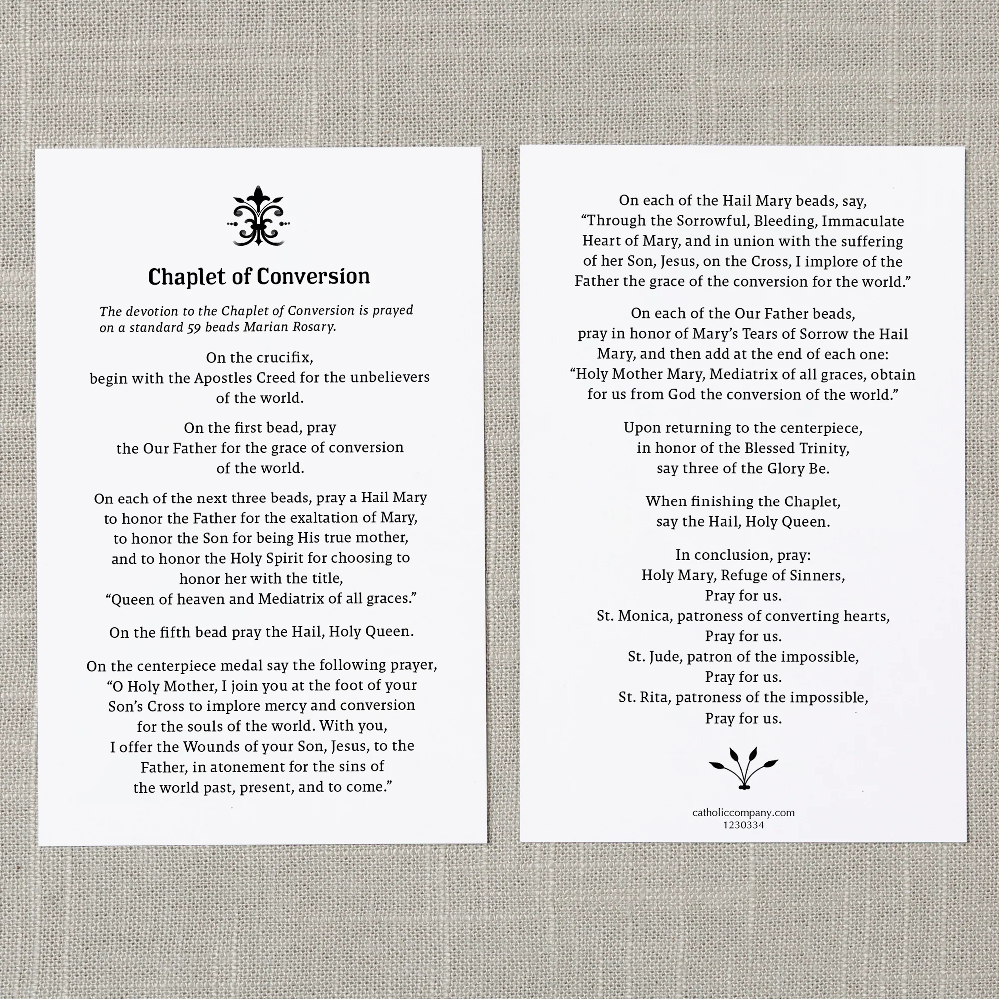 Chaplet of Conversion Prayer Card - Image 2