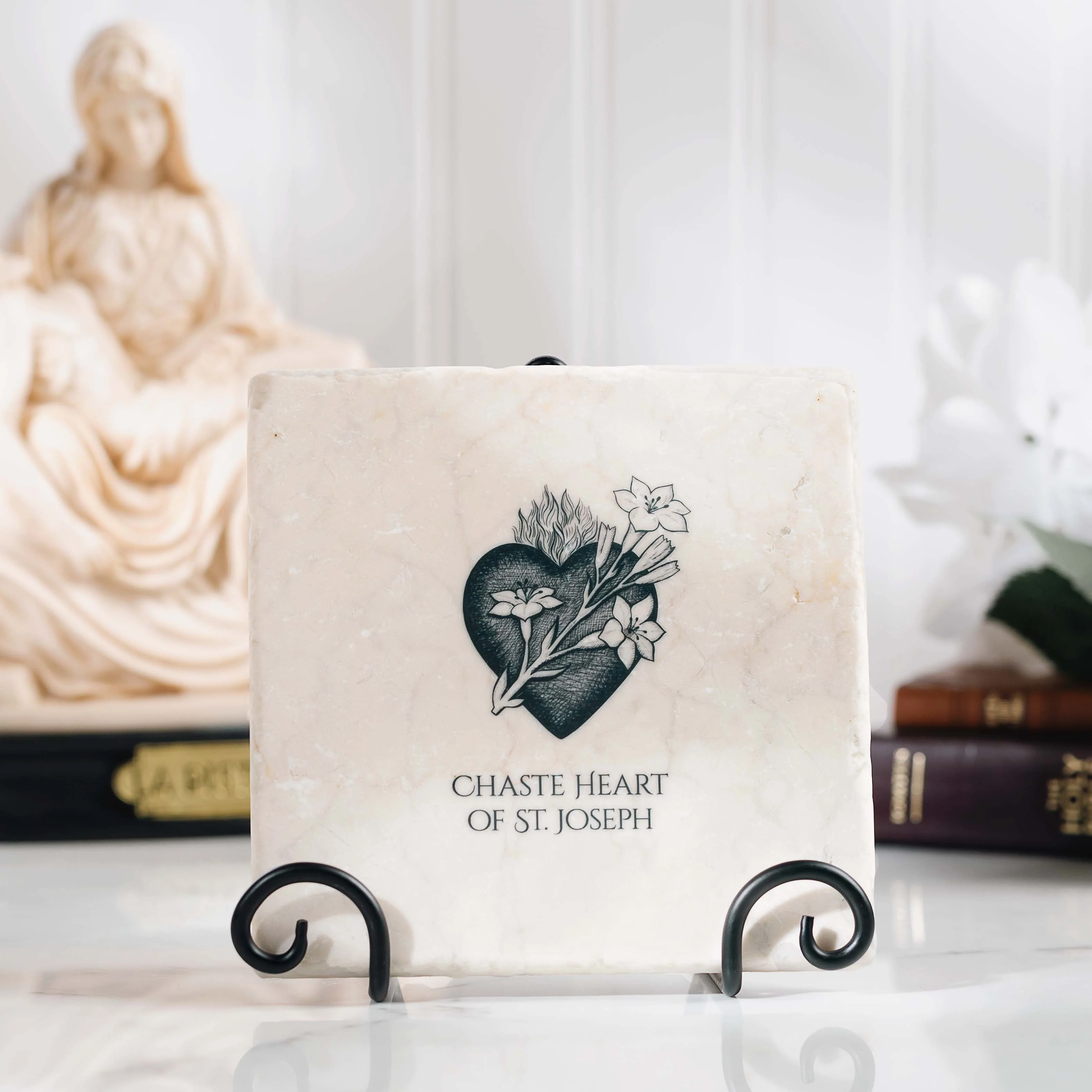 Chaste Heart of St. Joseph Tumbled Stone Tile - Image 2