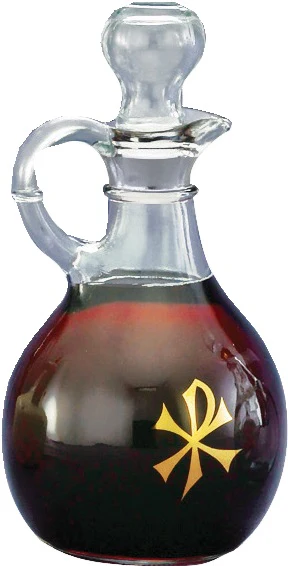 Chi Rho Cruet Bottles and Laqured Brass Tray - 10 oz.