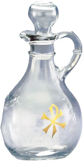 Chi Rho Cruet Bottles and Laqured Brass Tray - 10 oz. - Image 2