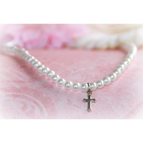 Children's Freshwater Pearl & Cross Necklace - Image 2