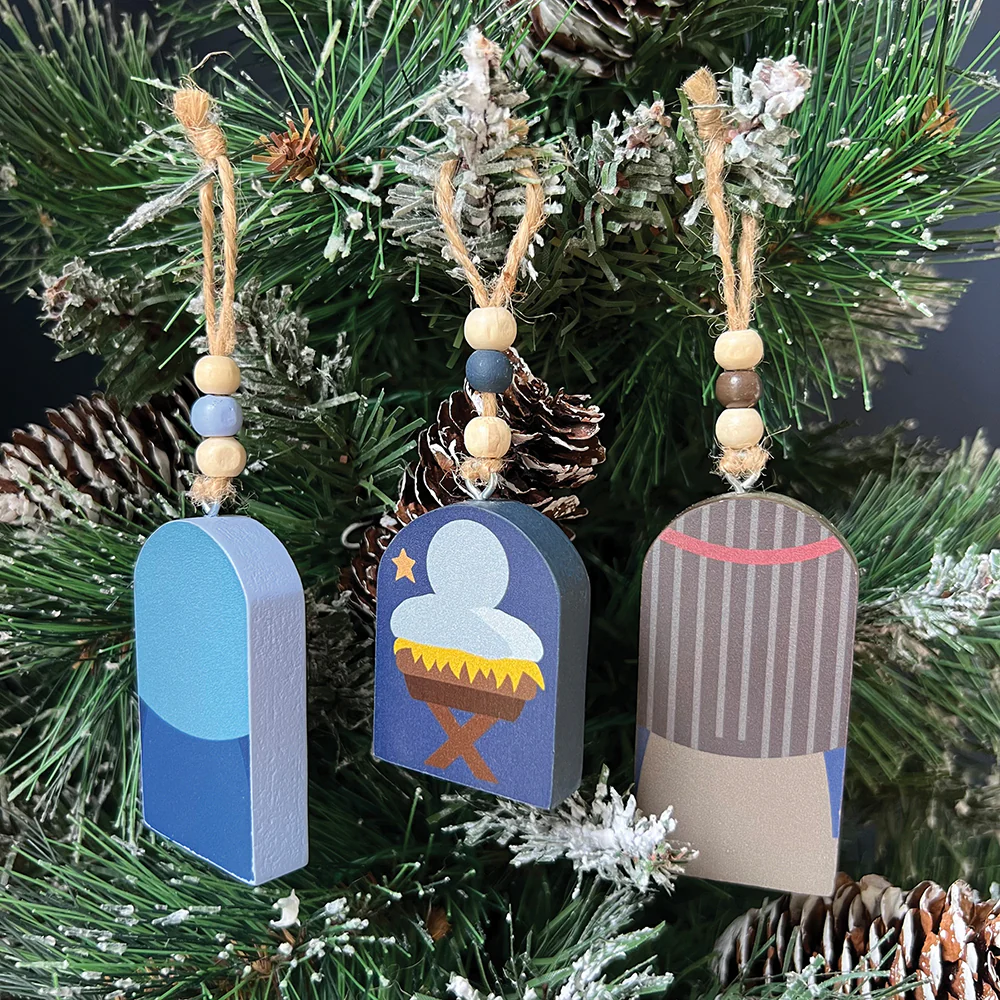 Children's Holy Family Wooden Ornament Set - 3 Pieces - Image 2