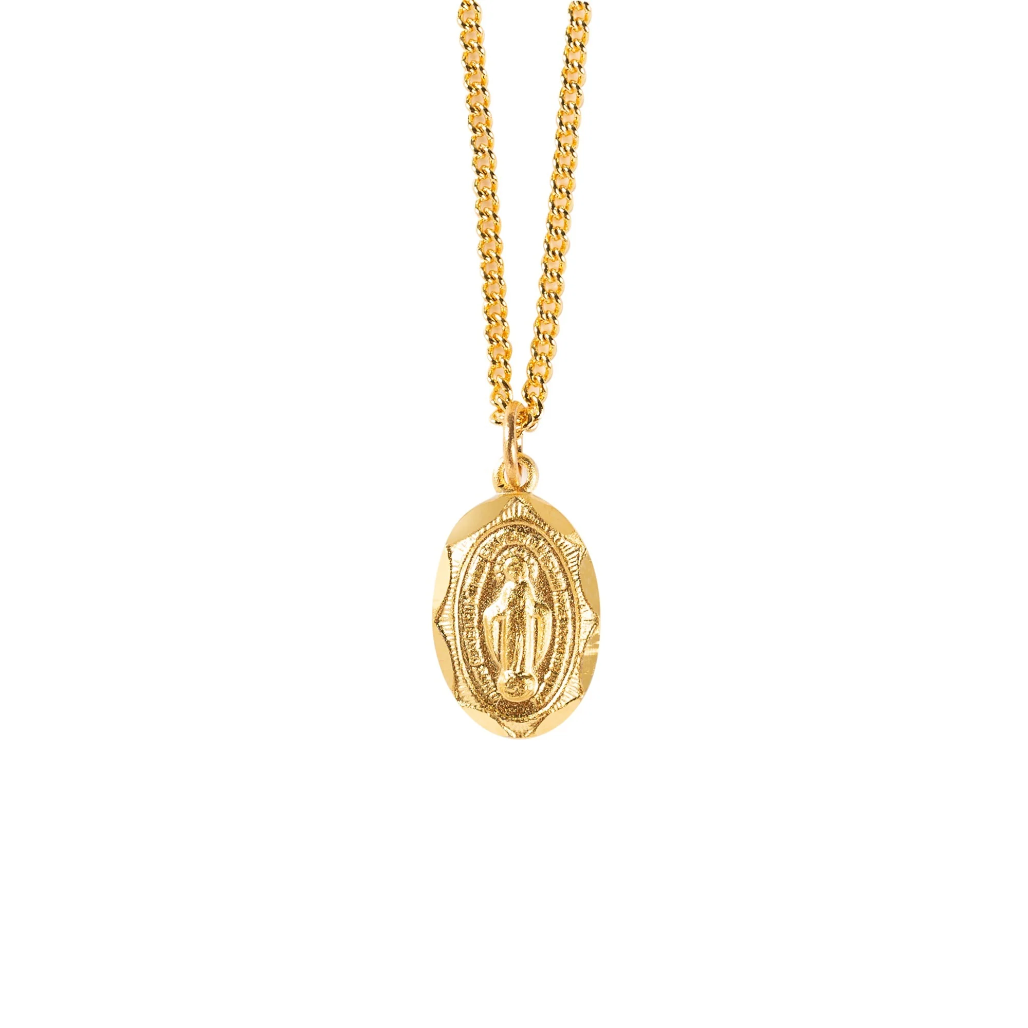 Children's Petite Oval Miraculous Medal - 13" Chain - Image 3