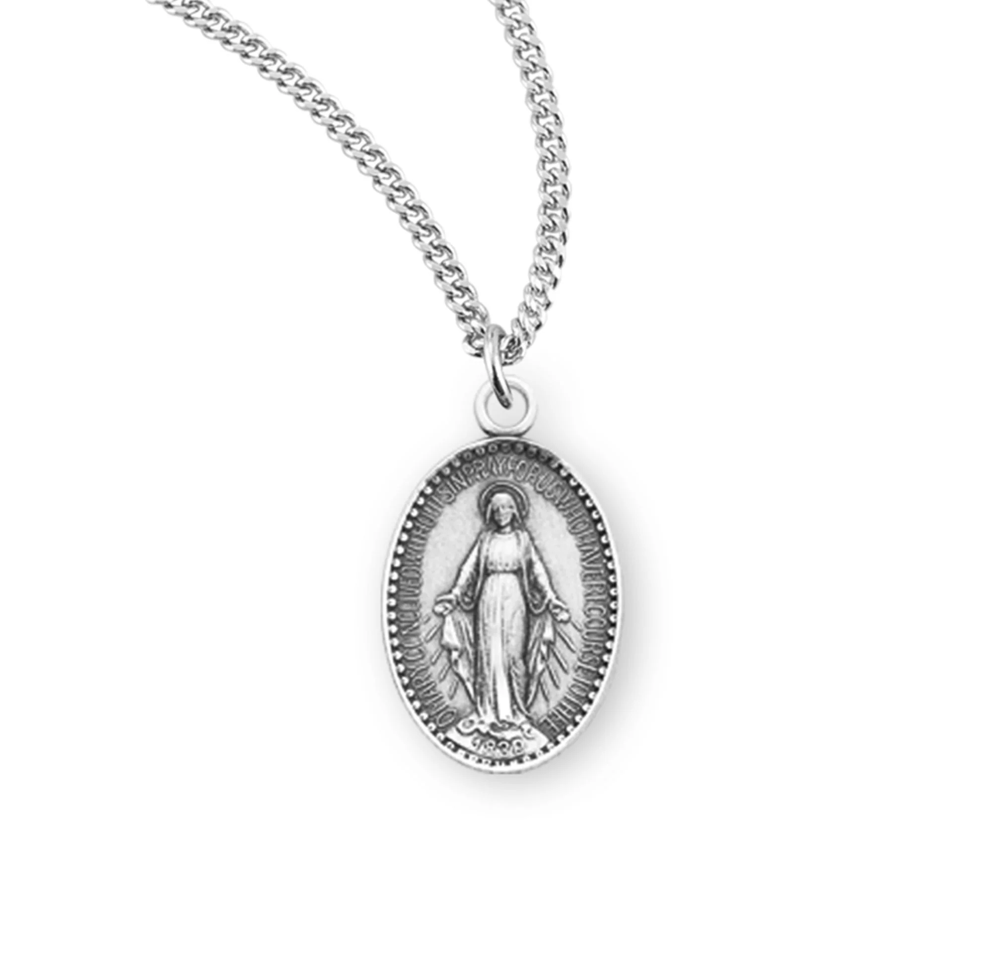 Children's Sterling Miraculous Medal with Ornate Edge