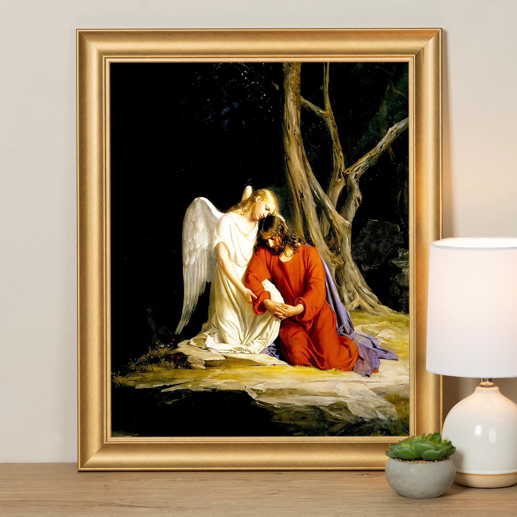 Christ at Gethsemane Antique Gold Framed Print - Multiple Sizes - Image 5