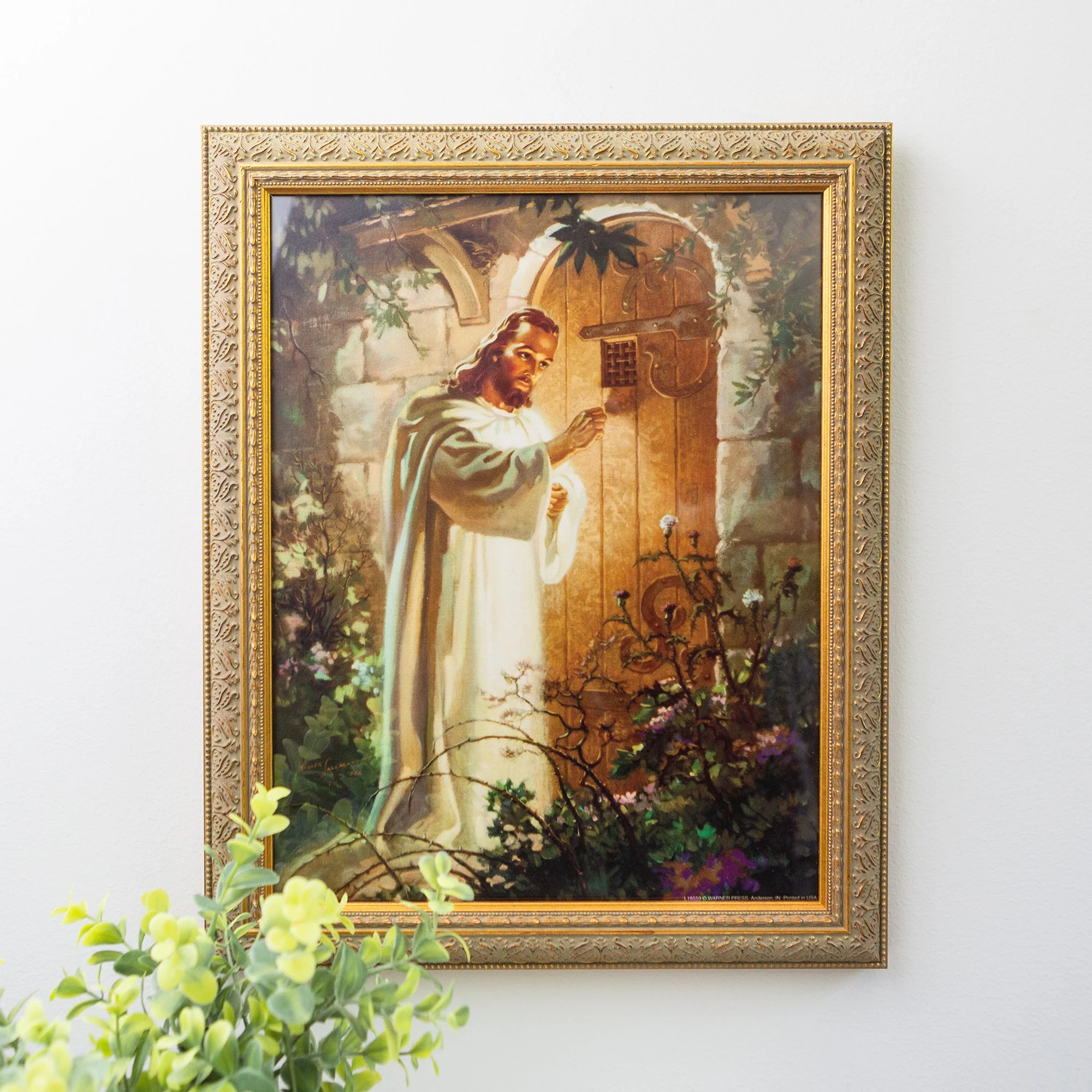 Christ at Heart's Door in Antique Gold Frame - Various Sizes - Image 2