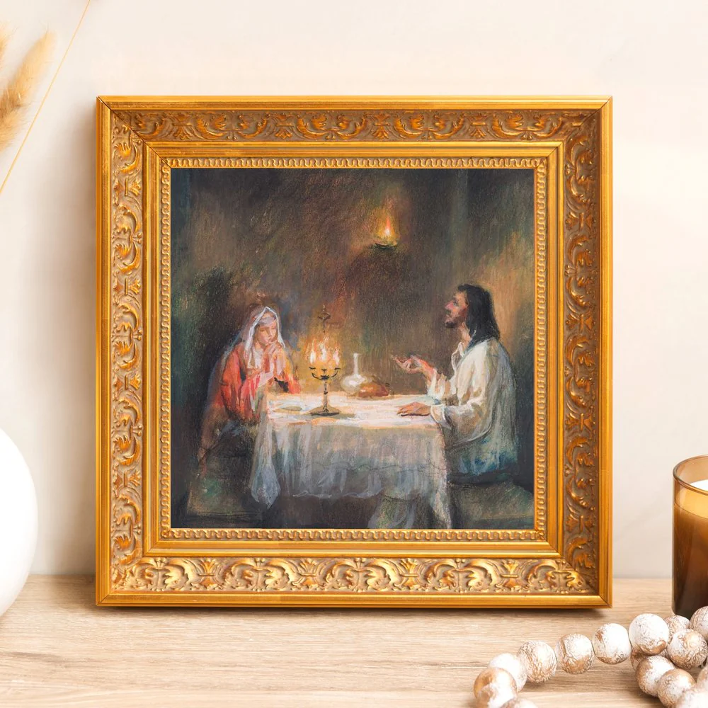 Christ at the Home of Mary & Martha Framed Canvas - Sacred Mini Collection