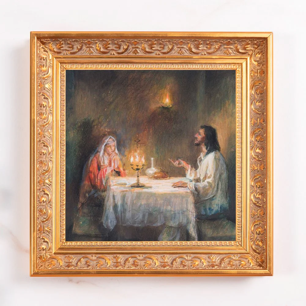 Christ at the Home of Mary & Martha Framed Canvas - Sacred Mini Collection - Image 2