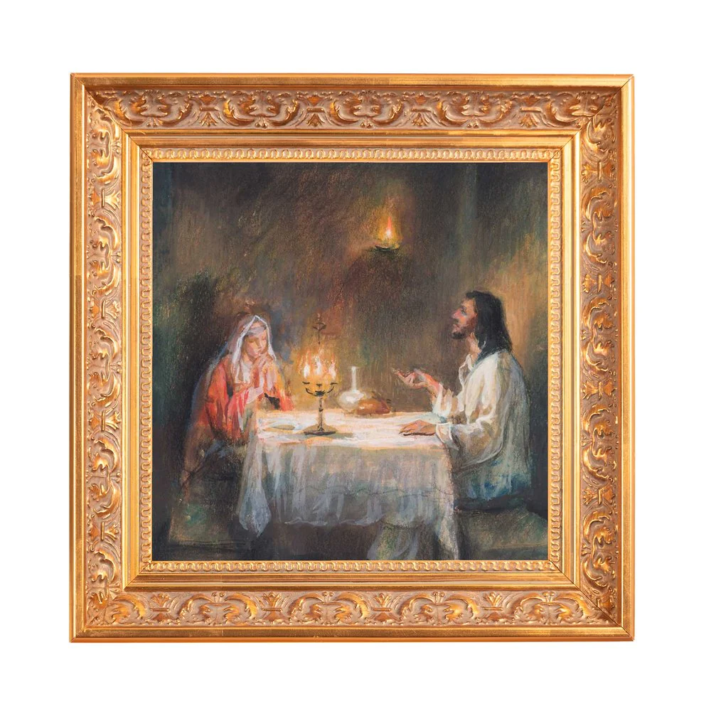 Christ at the Home of Mary & Martha Framed Canvas - Sacred Mini Collection - Image 3