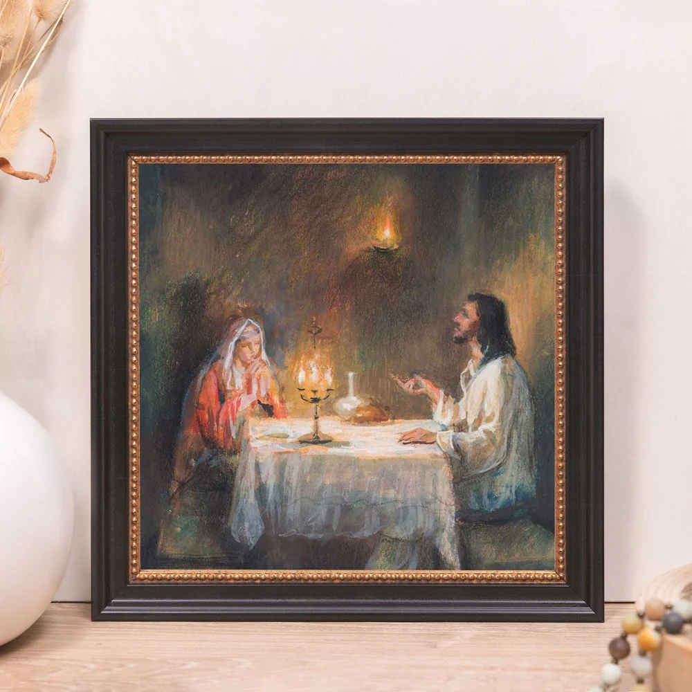Christ at the Home of Mary & Martha Framed Canvas - Sacred Mini Collection - Image 5