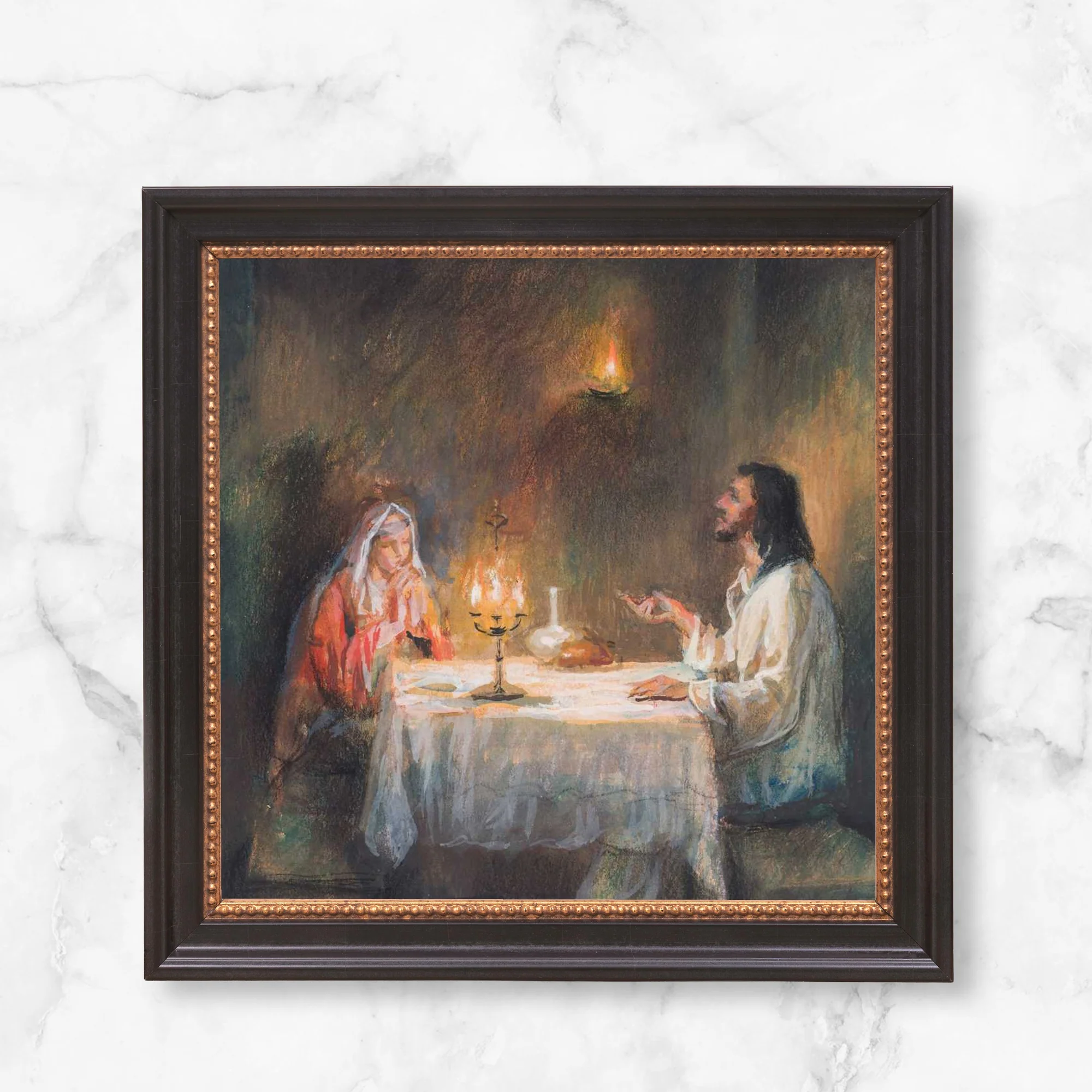 Christ at the Home of Mary & Martha Framed Canvas - Sacred Mini Collection - Image 6